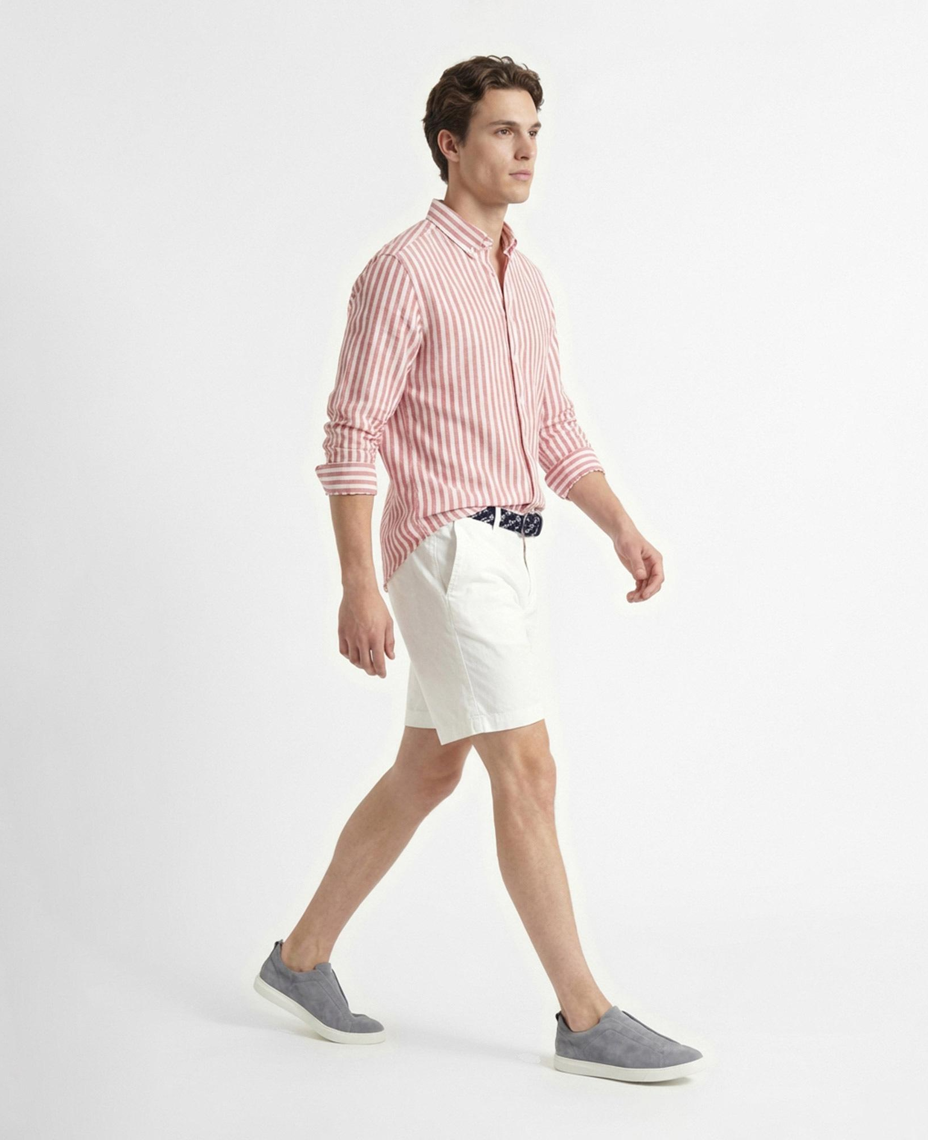 Nautica Erkek Kırmızı Regular Fit Çizgili Gömlek