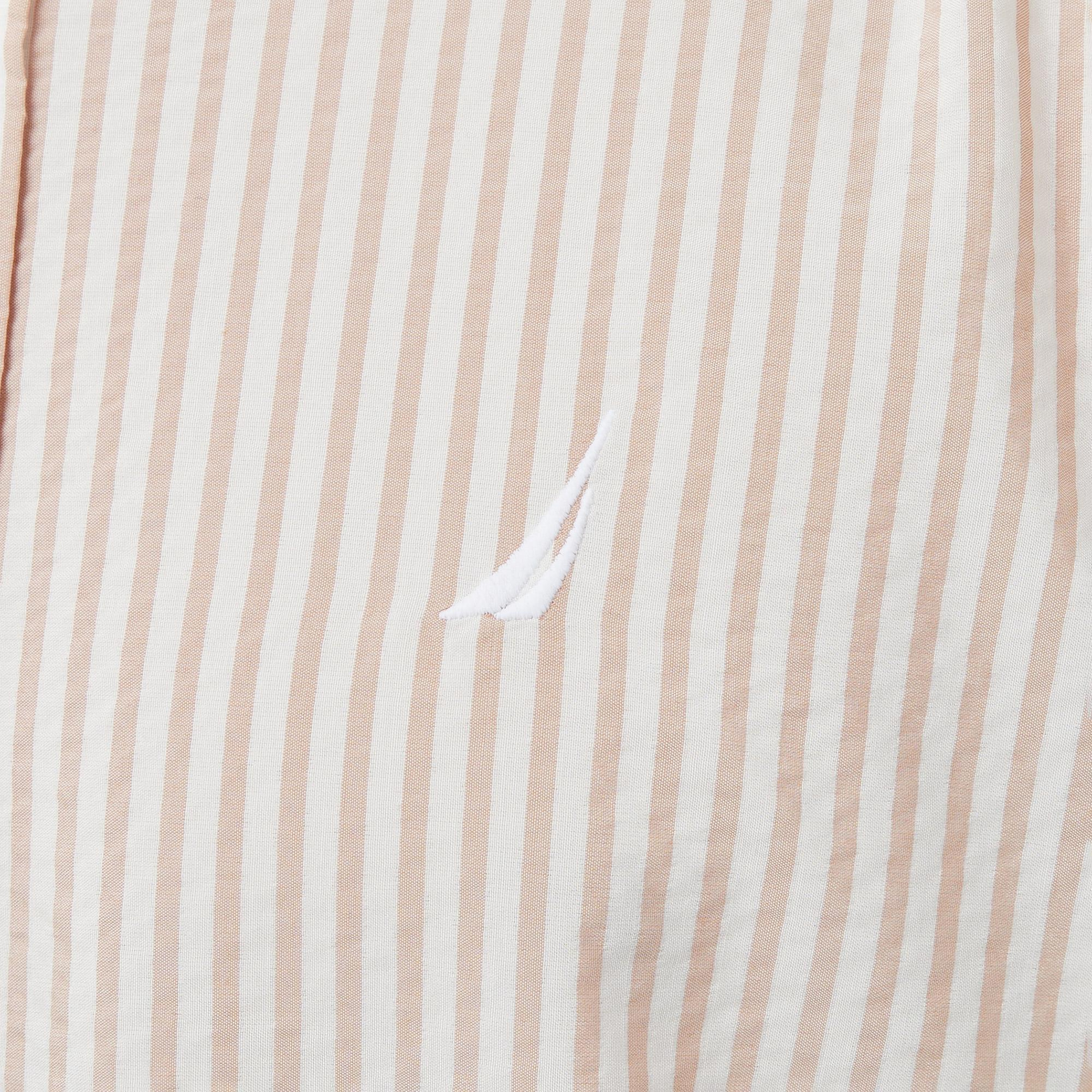 Nautica Erkek Bej Regular Fit Çizgili Gömlek