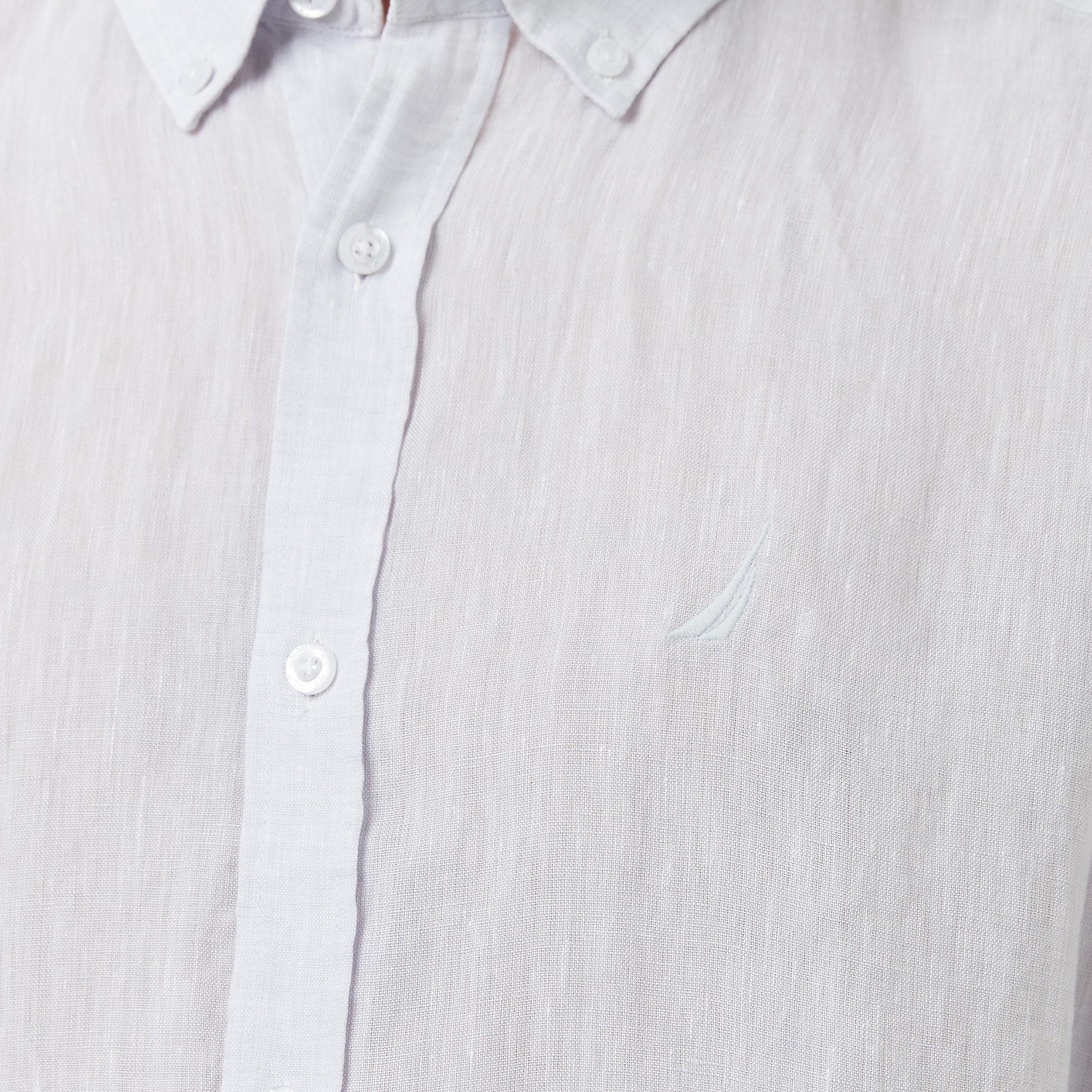 Nautica Erkek Gri Regular Fit Keten Gömlek