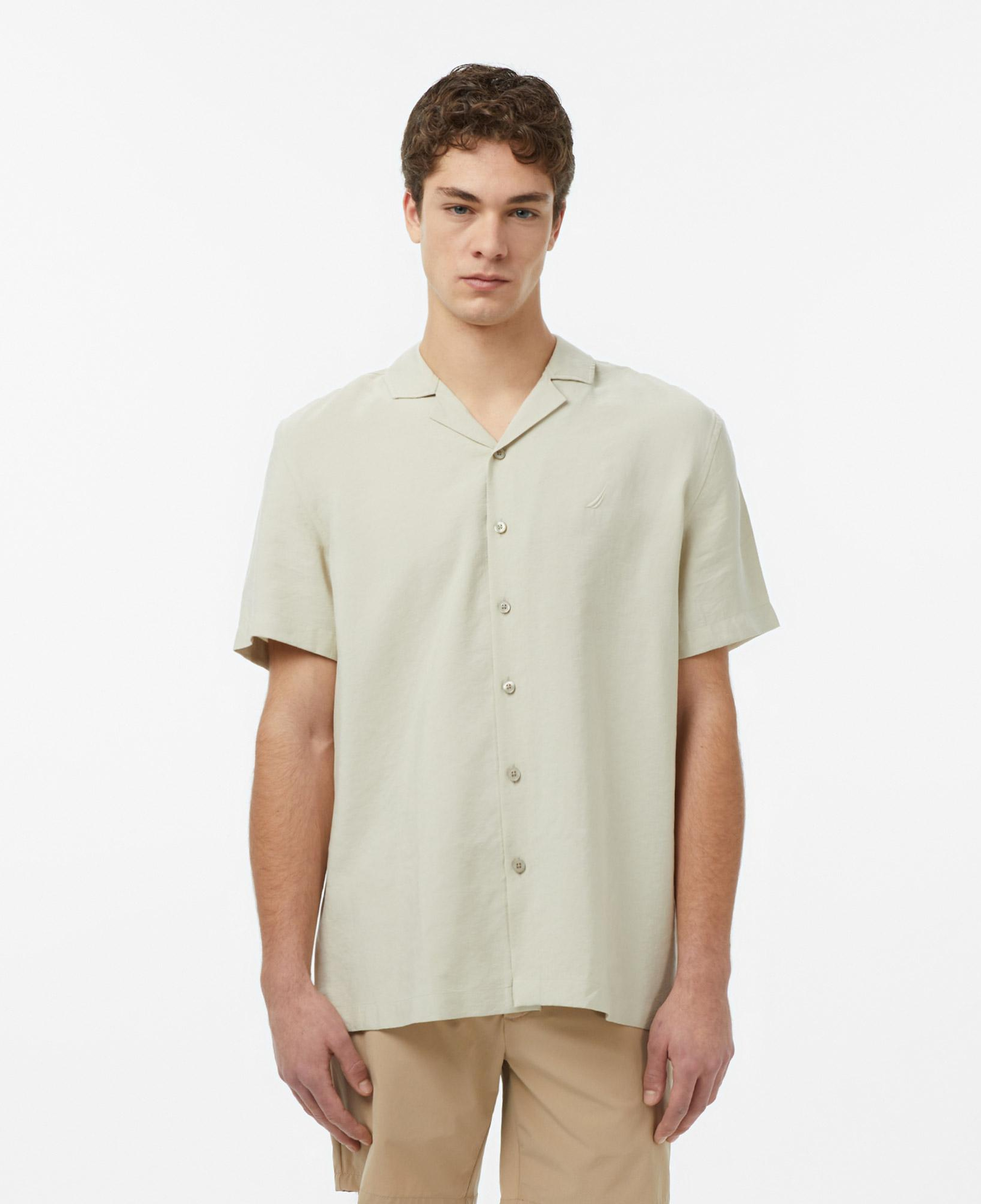 Nautica Erkek Bej Regular Fit Kısa Kollu Gömlek