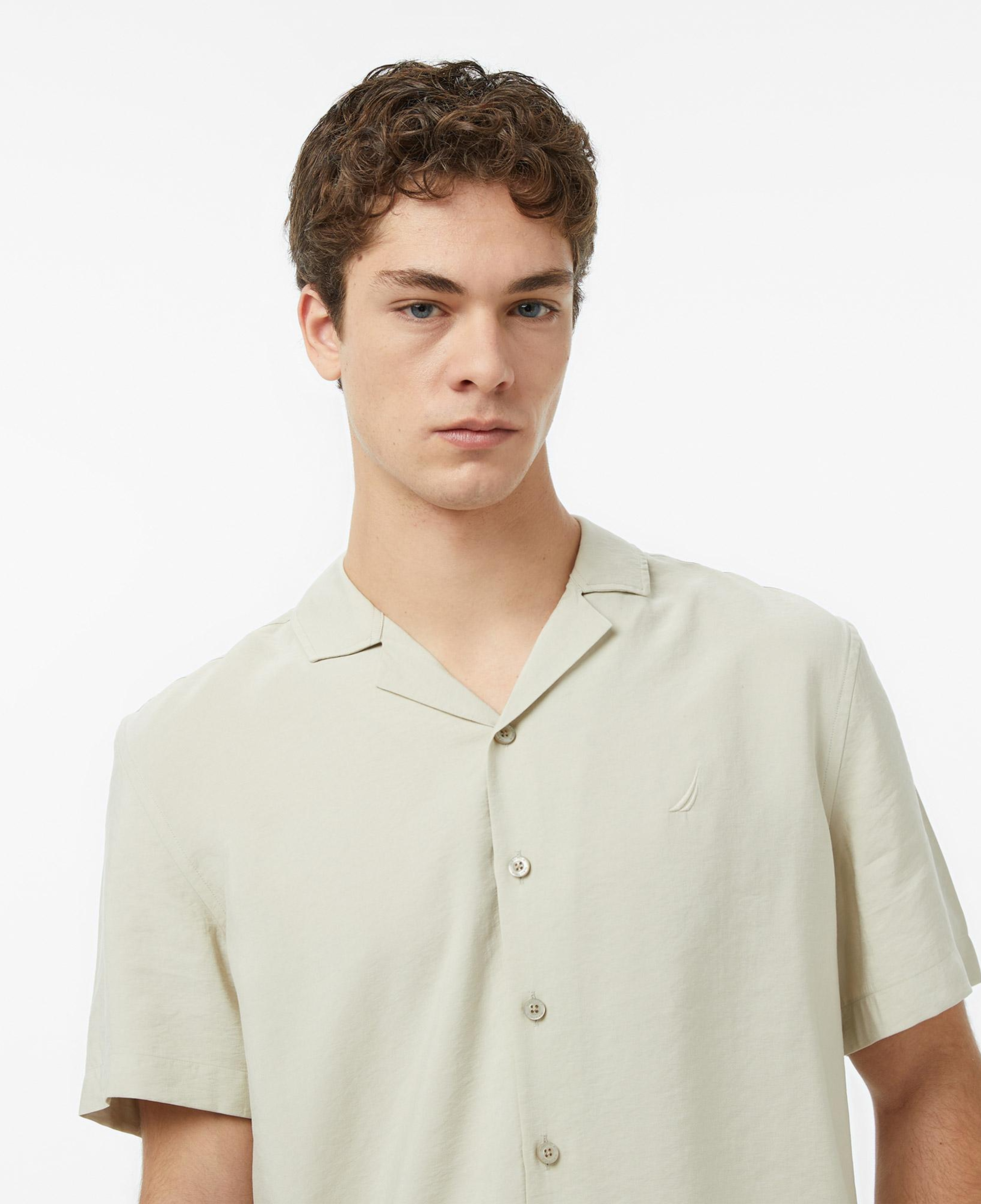 Nautica Erkek Bej Regular Fit Kısa Kollu Gömlek