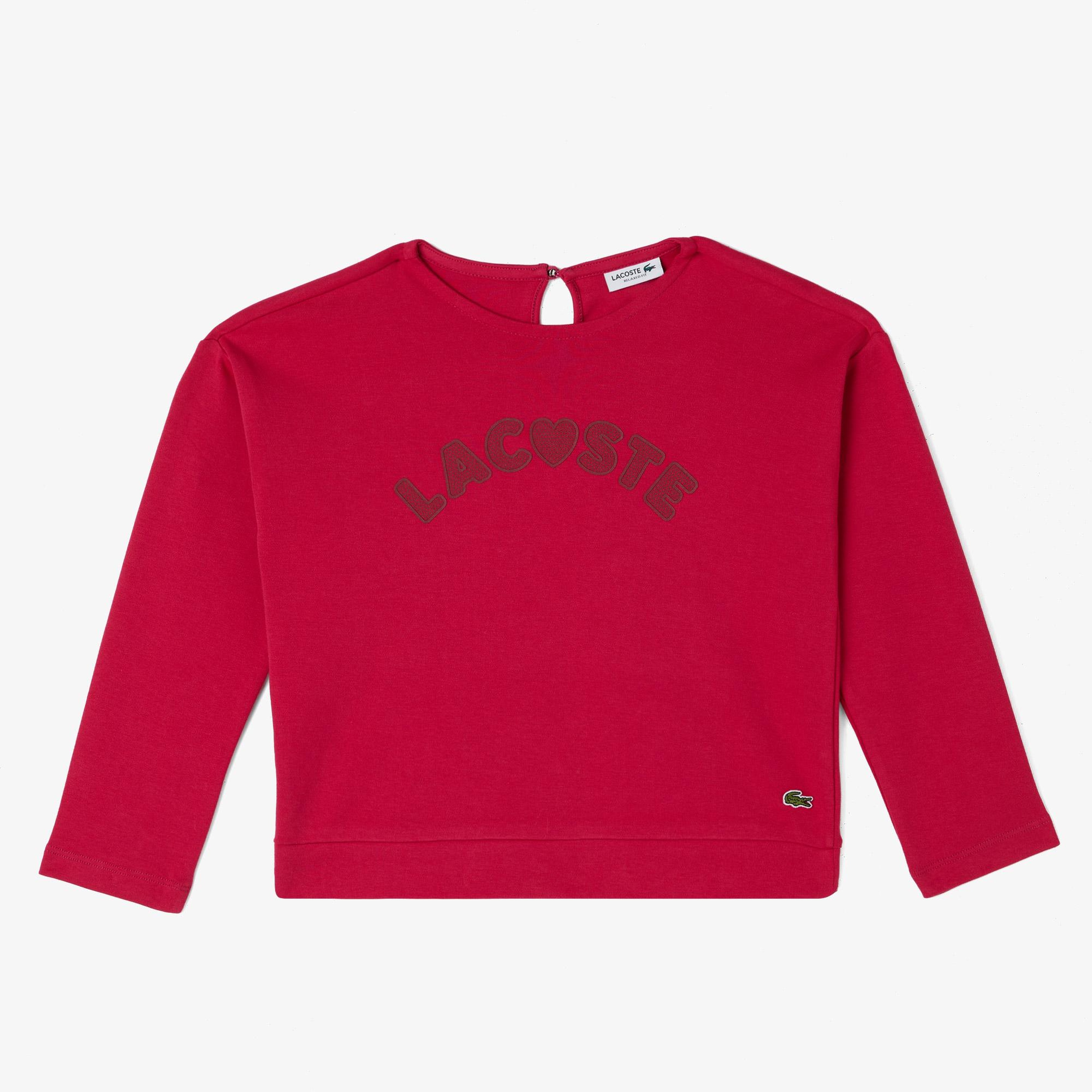 Lacoste Çocuk Uzun Kollu Bisiklet Yaka Baskılı Pembe T-Shirt