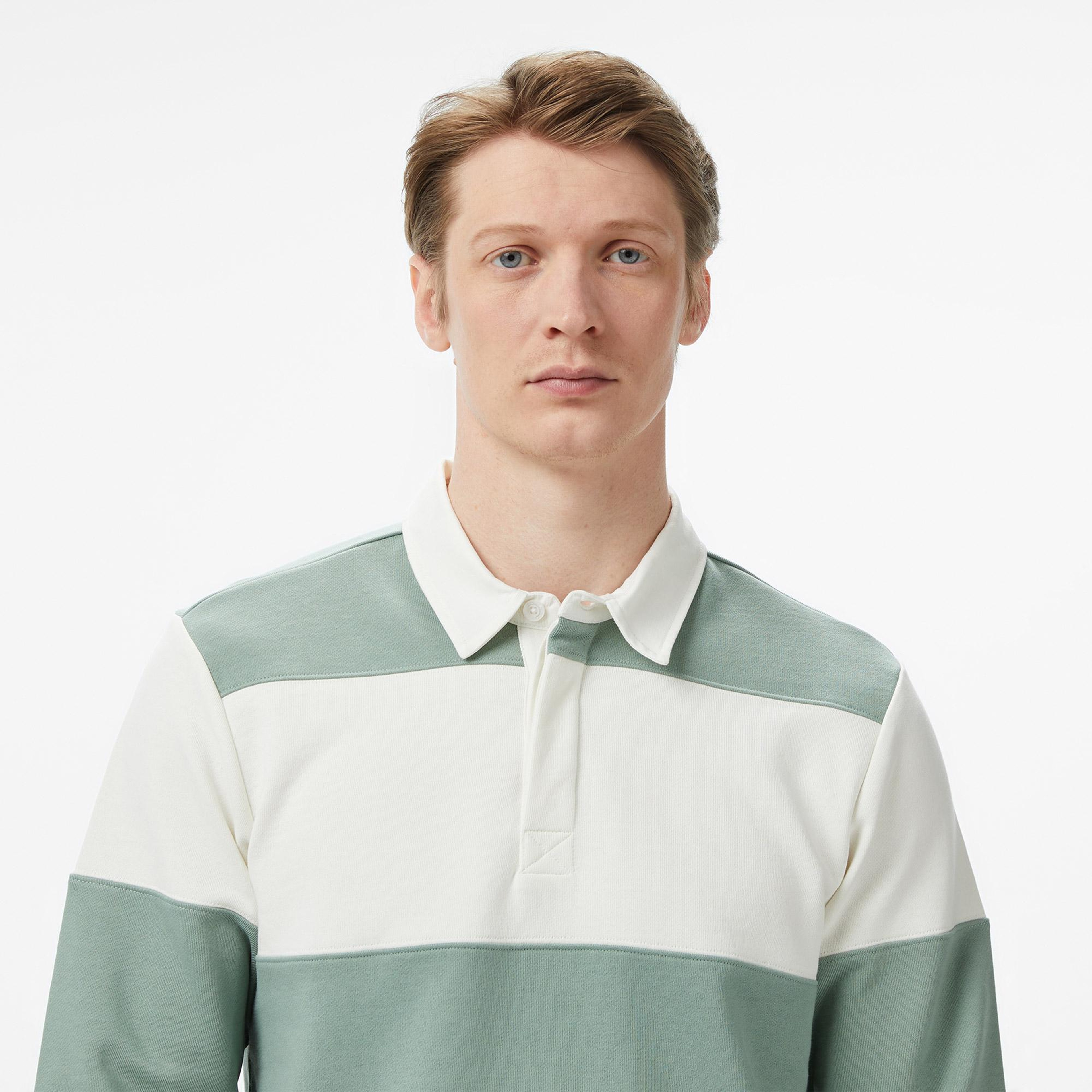 Nautica Erkek Yeşil Regular Fit Uzun Kollu Çizgili Polo Yaka T-Shirt