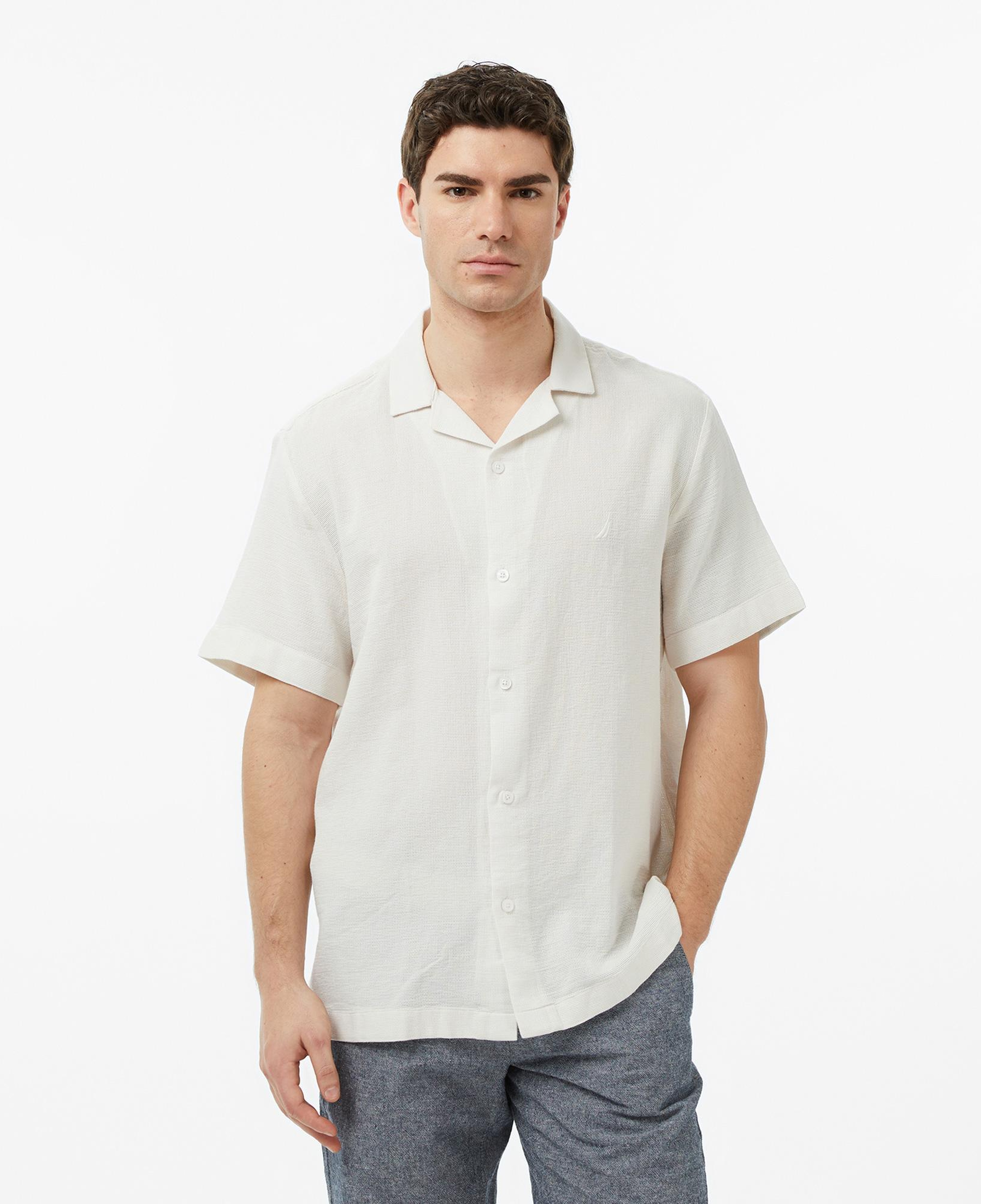 Nautica Erkek Krem Regular Fit Kısa Kollu Gömlek