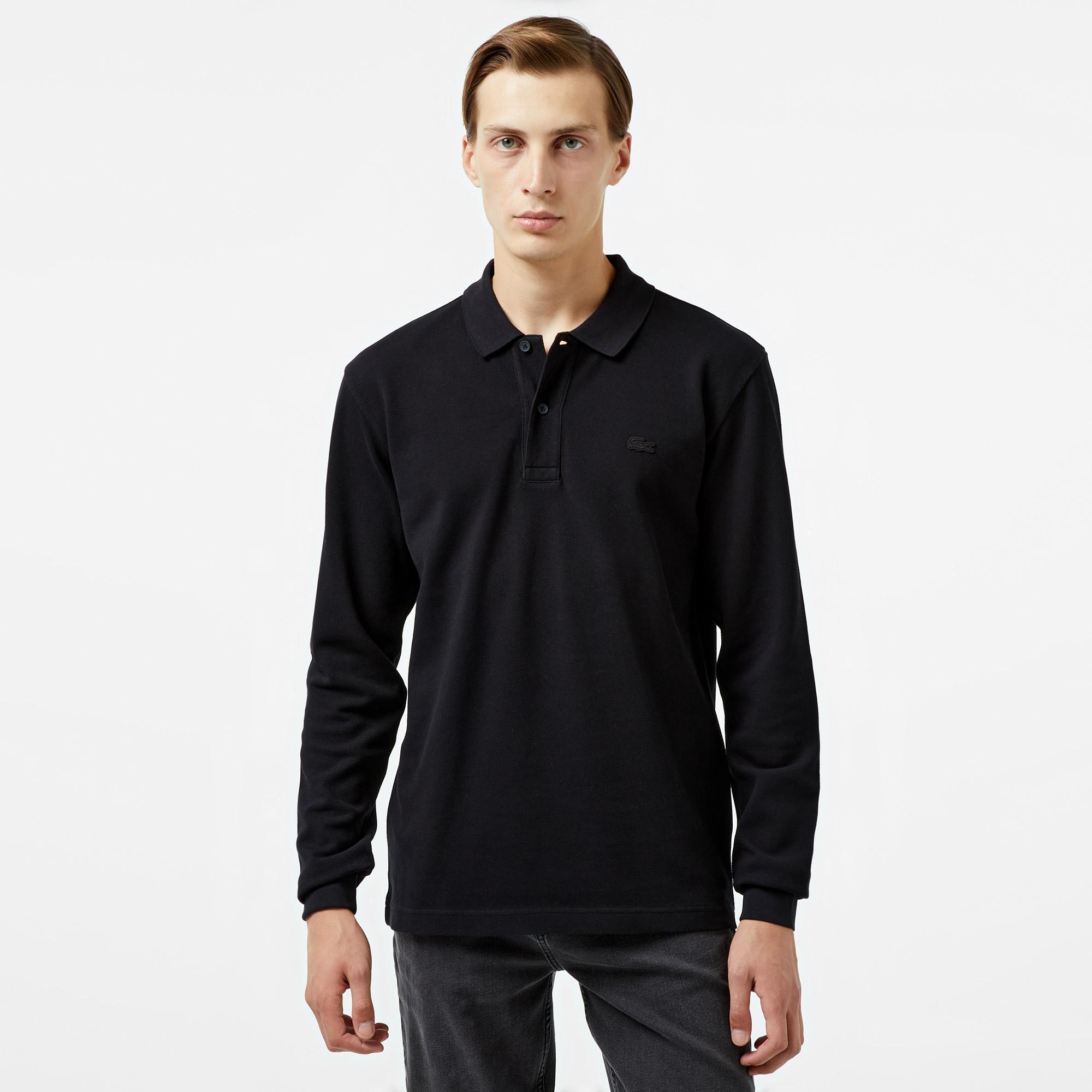 Lacoste Erkek Relaxed Fit Uzun Kollu Siyah Polo