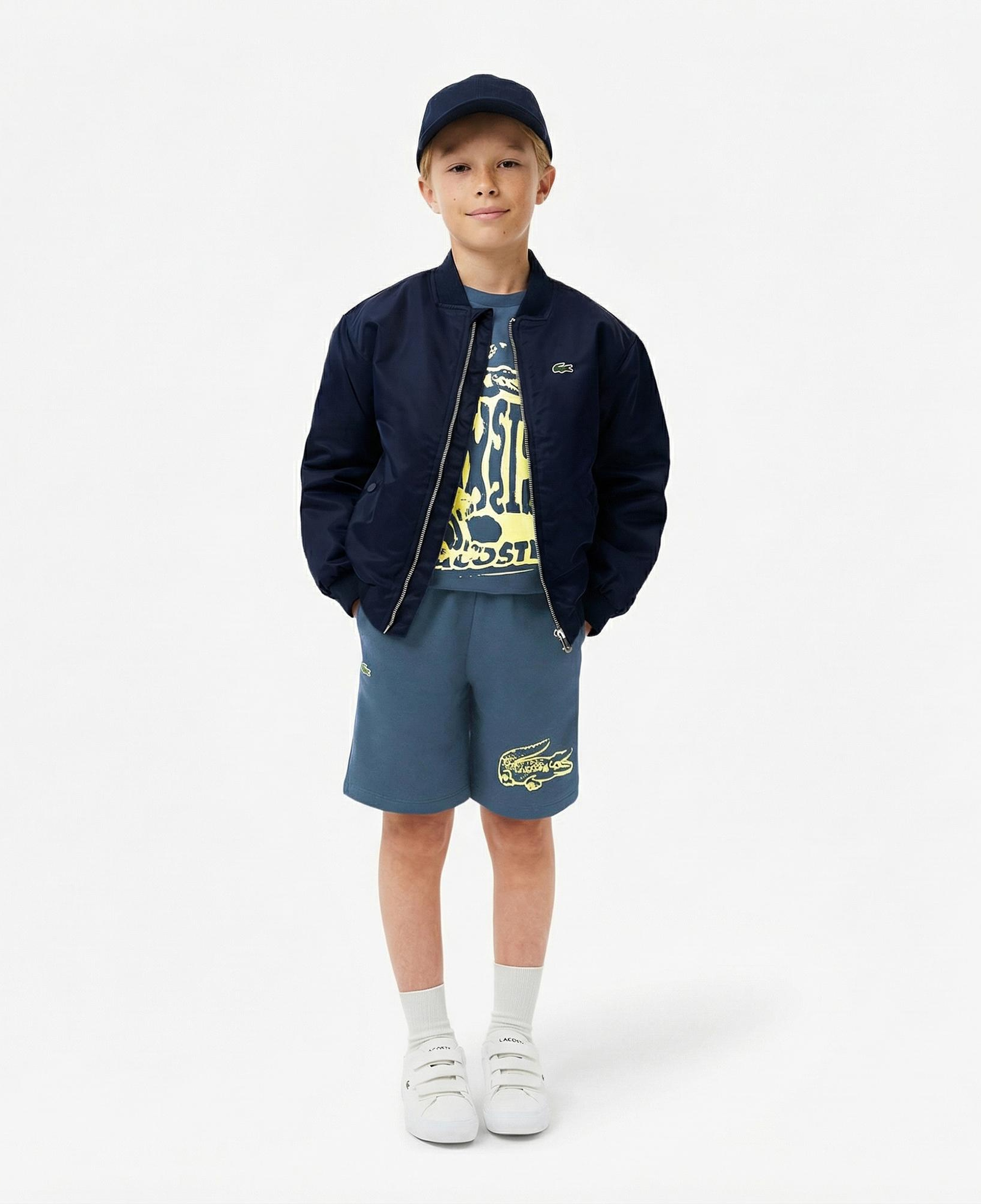 Lacoste Çocuk Bisiklet Yaka Baskılı Lacivert T-Shirt