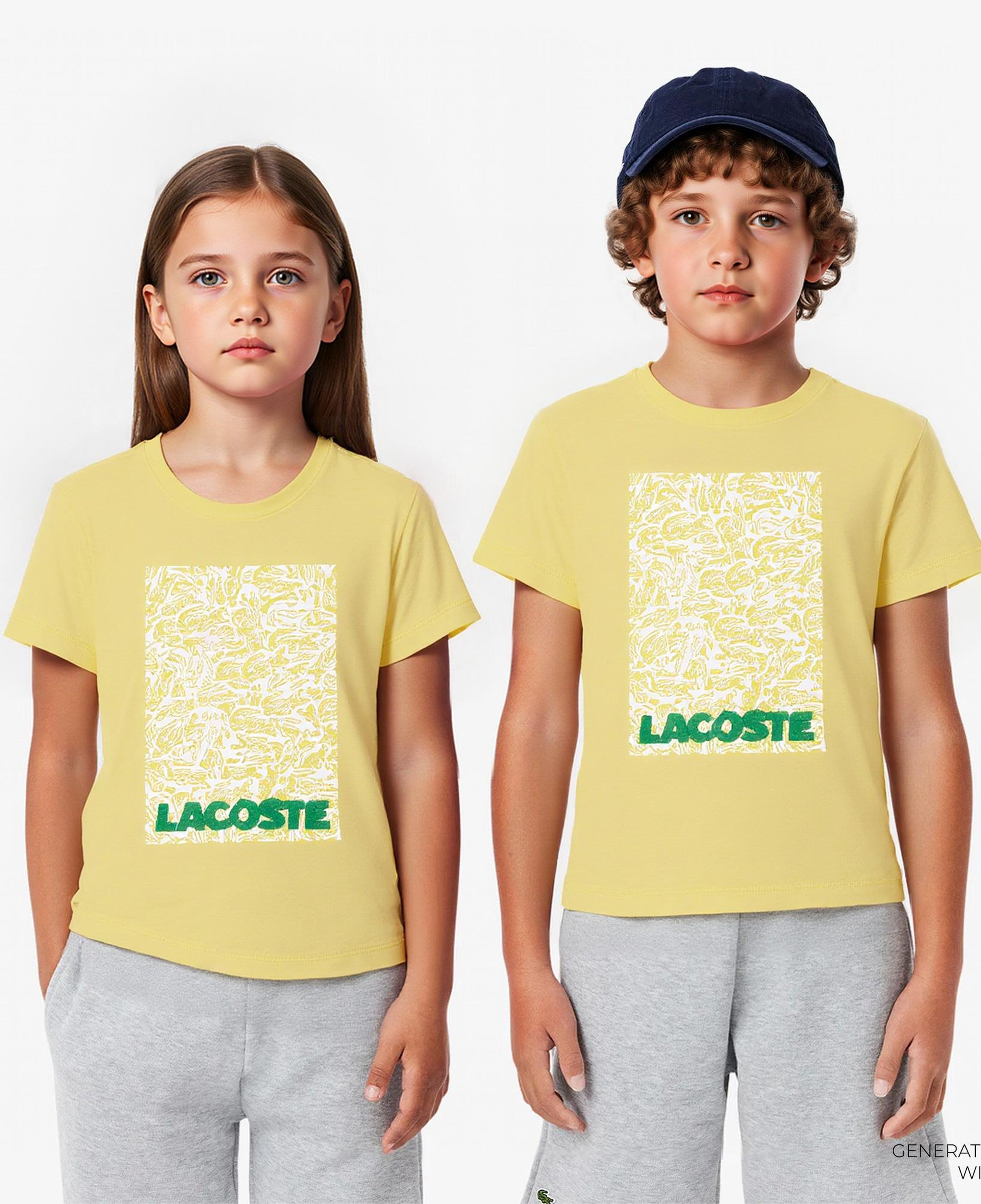 Lacoste Çocuk Bisiklet Yaka Baskılı Sarı T-Shirt