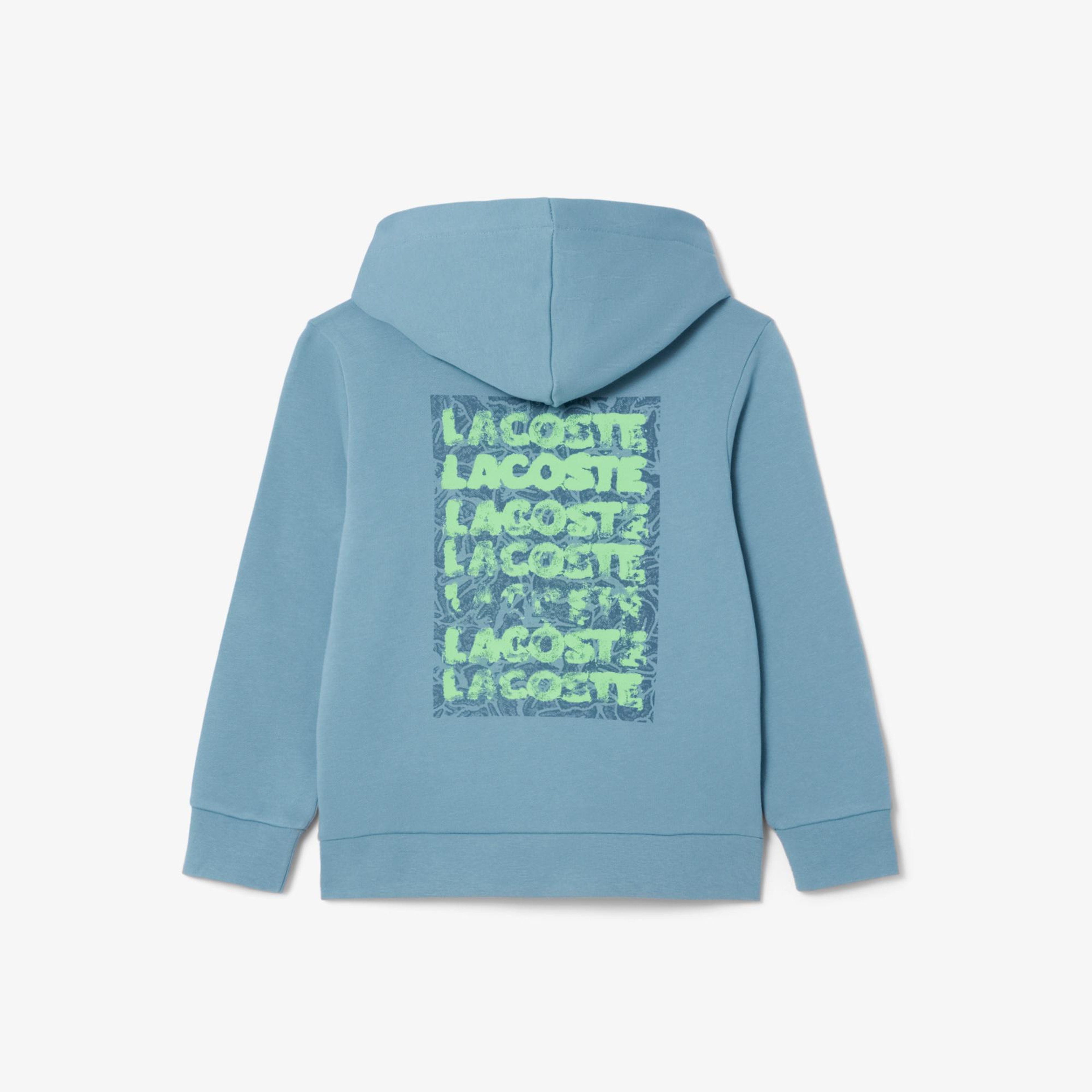 Lacoste Çocuk Kapüşonlu Baskılı Mavi Sweatshirt