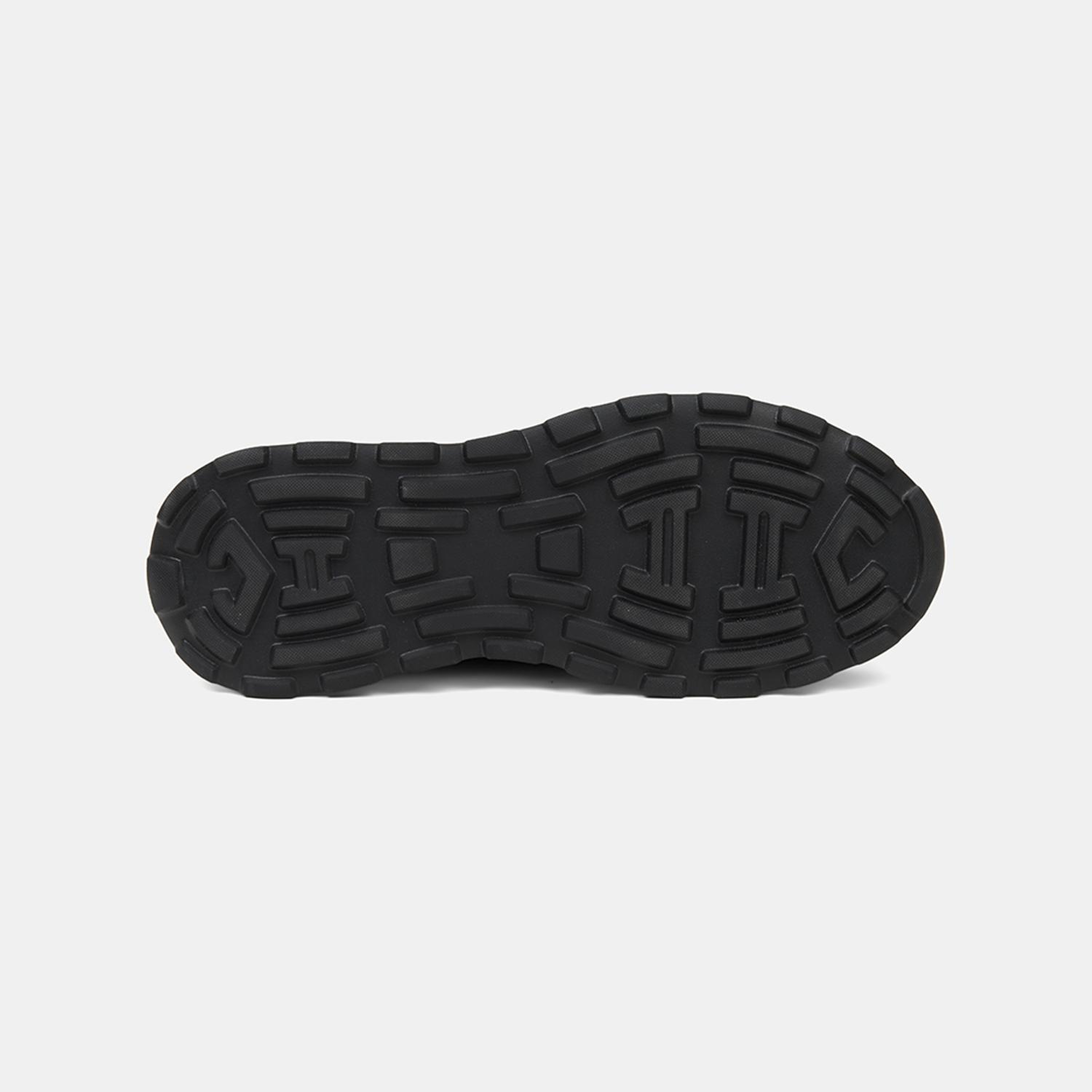 Erkek Siyah Lastik Bağcıklı Kalın Tabanlı Deri Sneaker