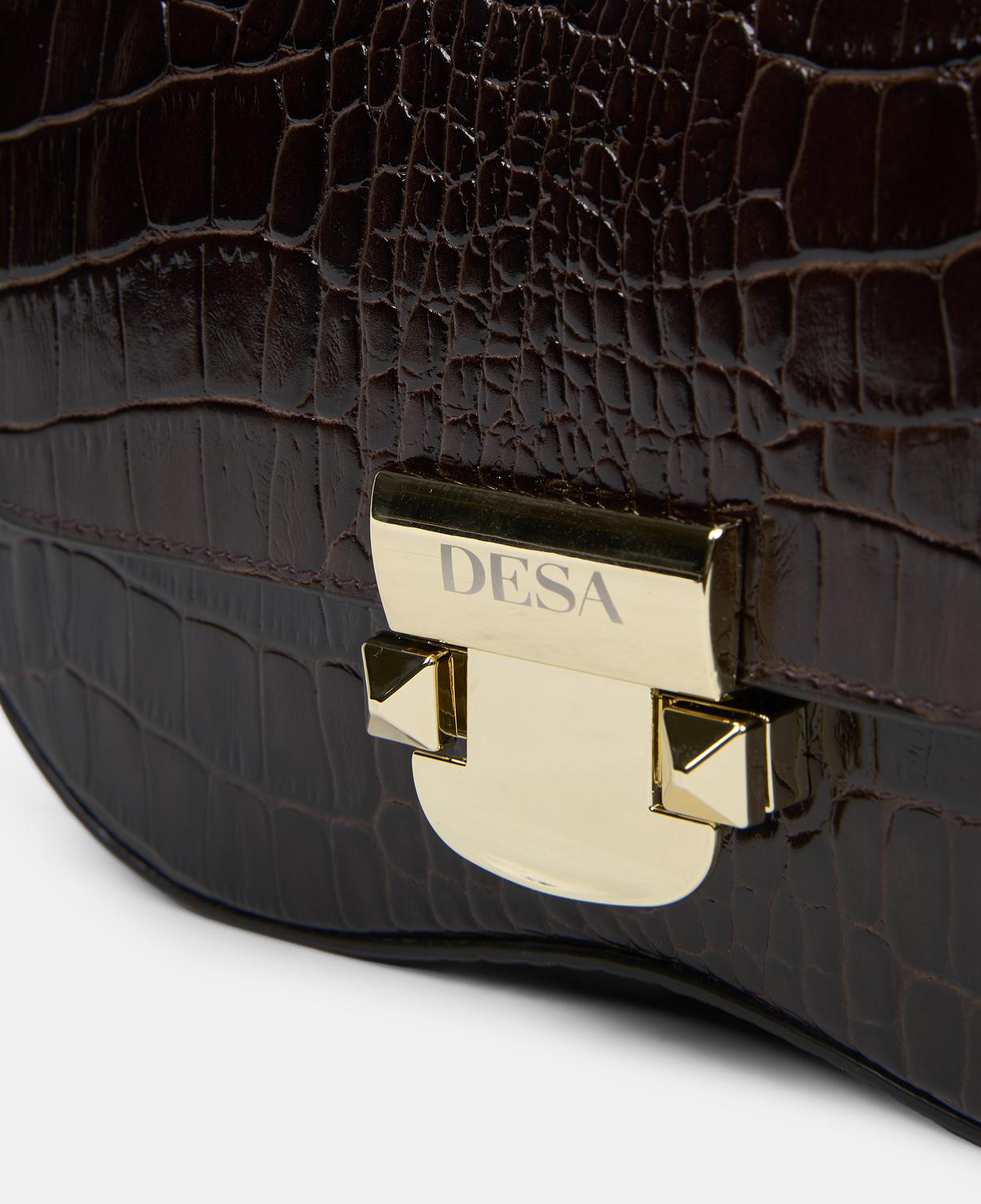 Kadın Acı Kahve Kroko Baskılı Deri Omuz Çantası