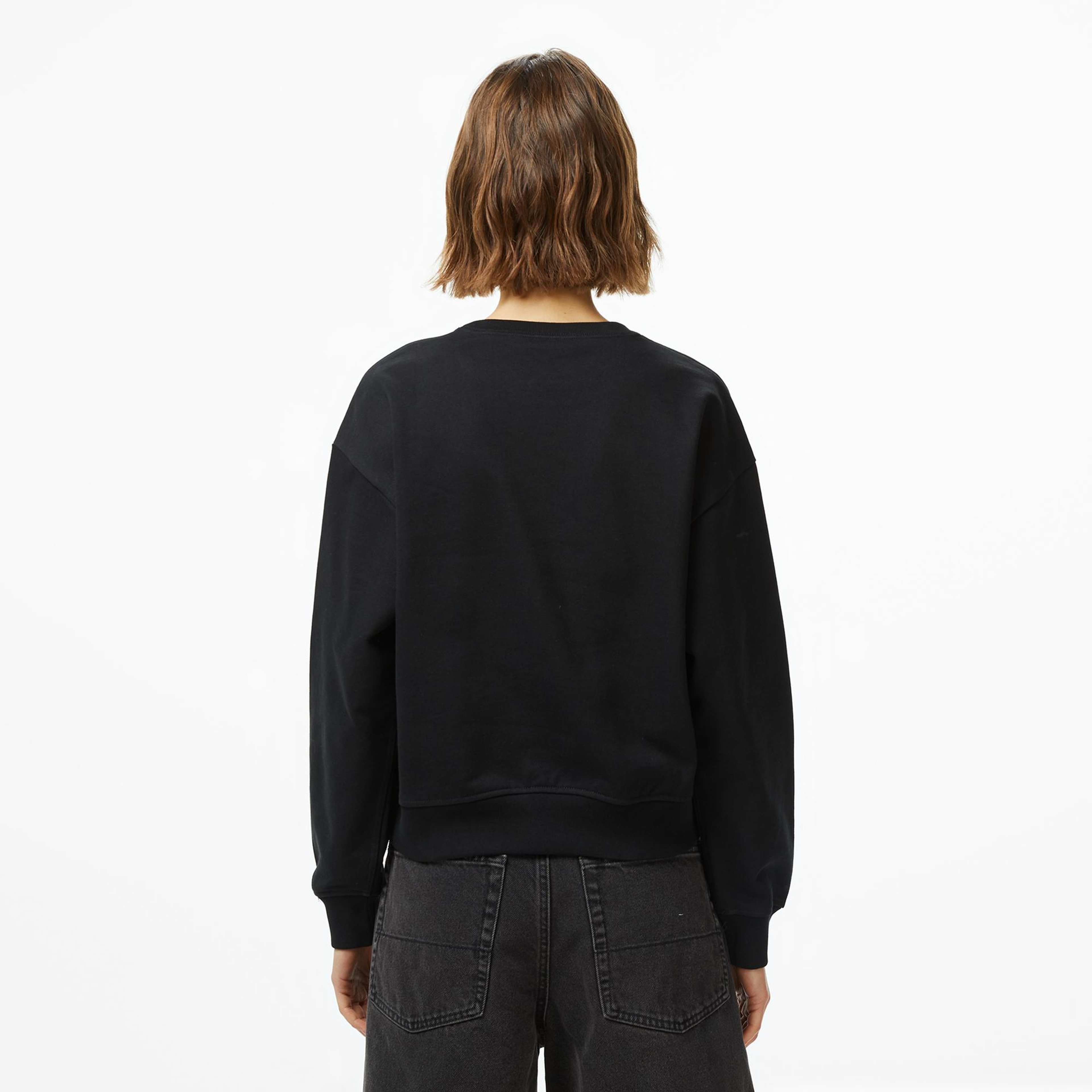 Calvin Klein Monologo French Terry Kadın Siyah Sweatshirt