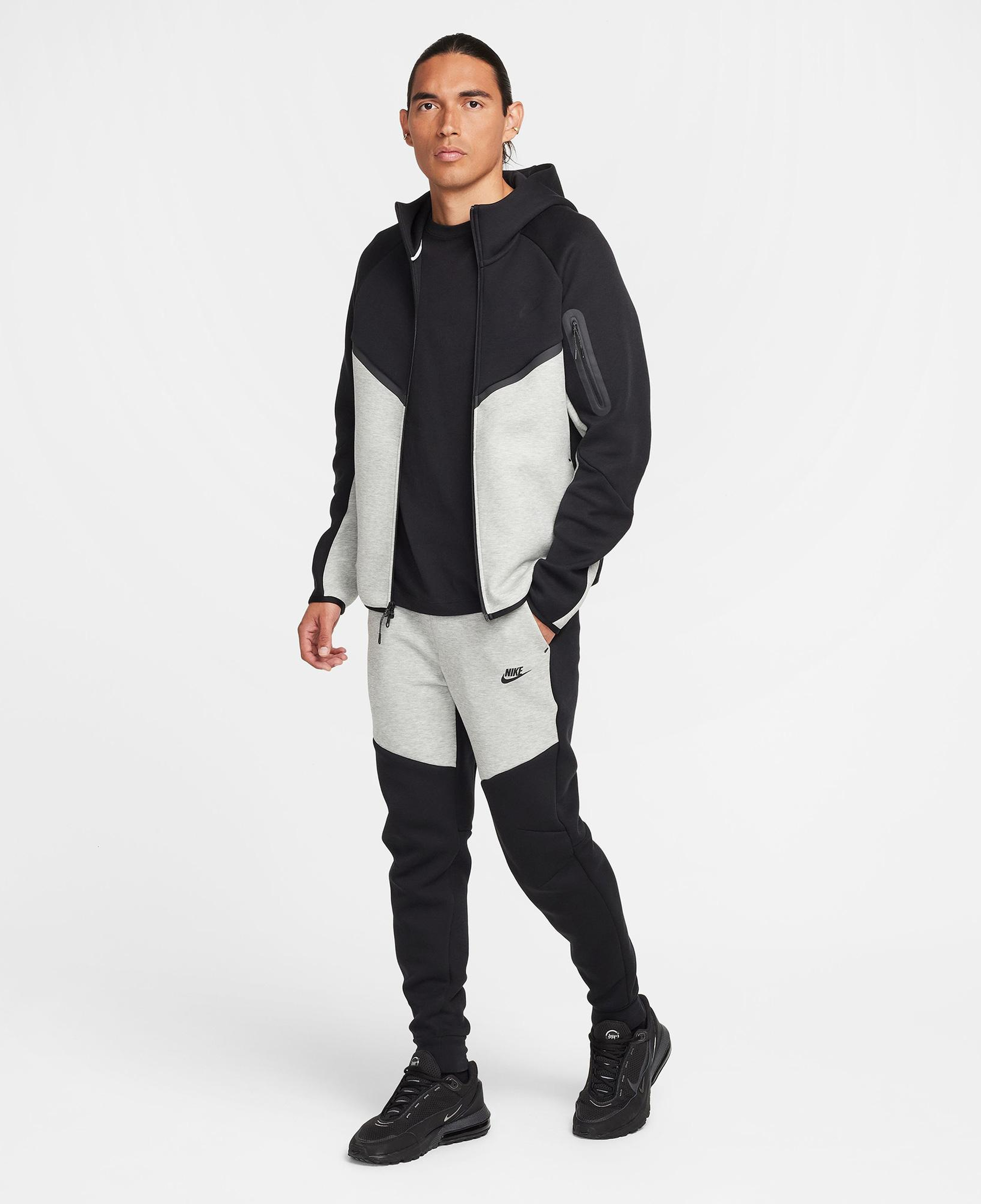Nike Tech Fleece Erkek Gri Kapüşonlu Hoodie