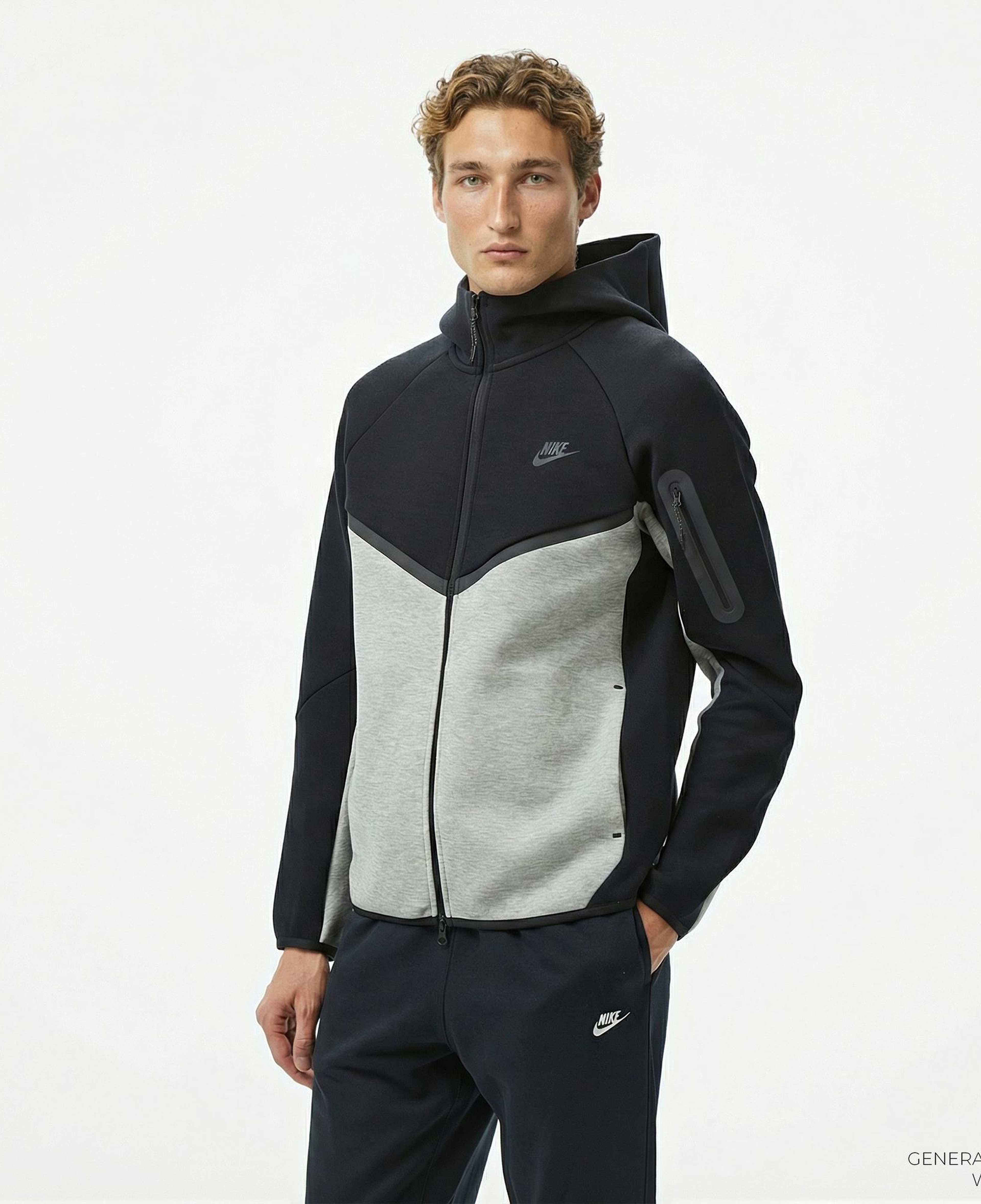 Nike Tech Fleece Erkek Gri Kapüşonlu Hoodie