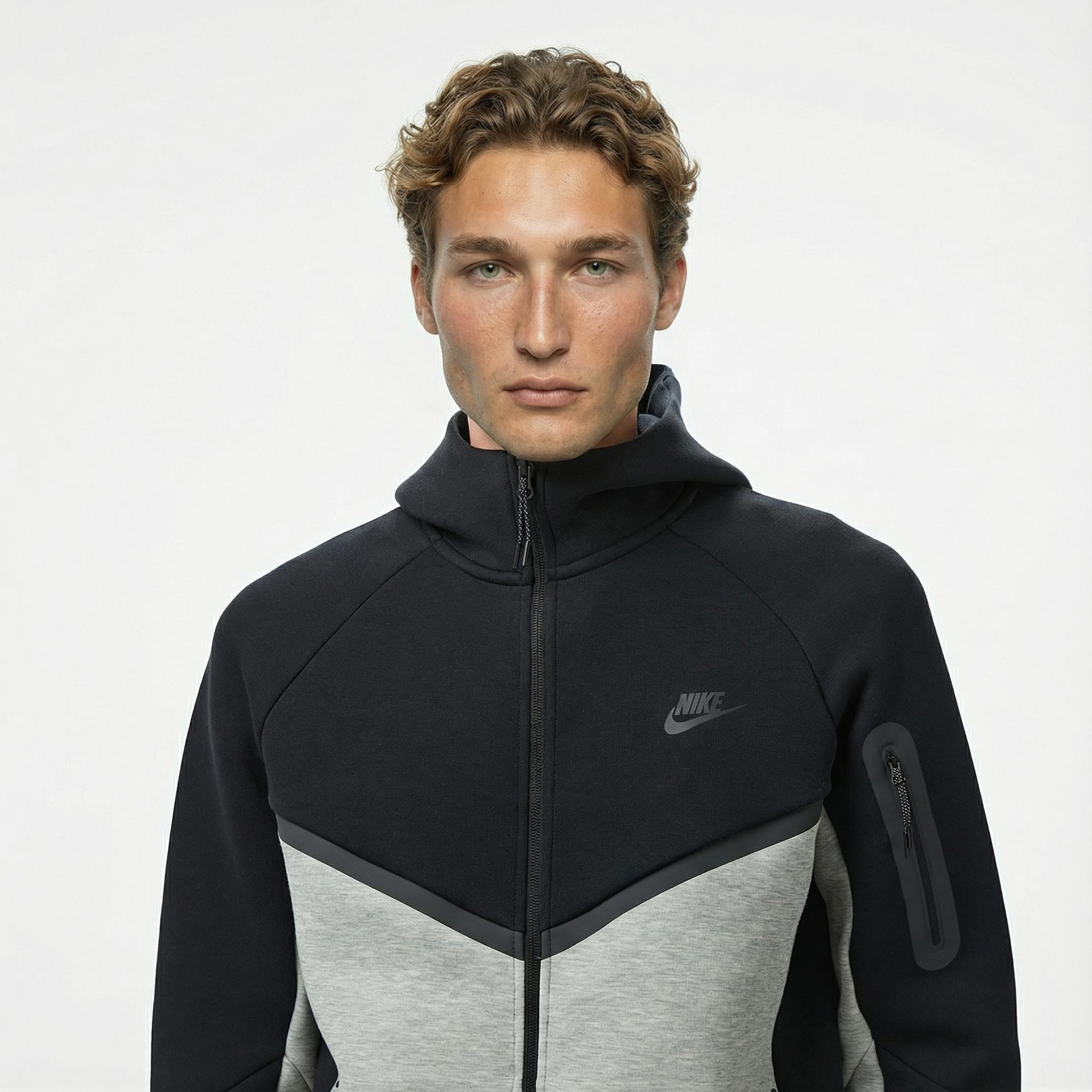 Nike Tech Fleece Erkek Gri Kapüşonlu Hoodie