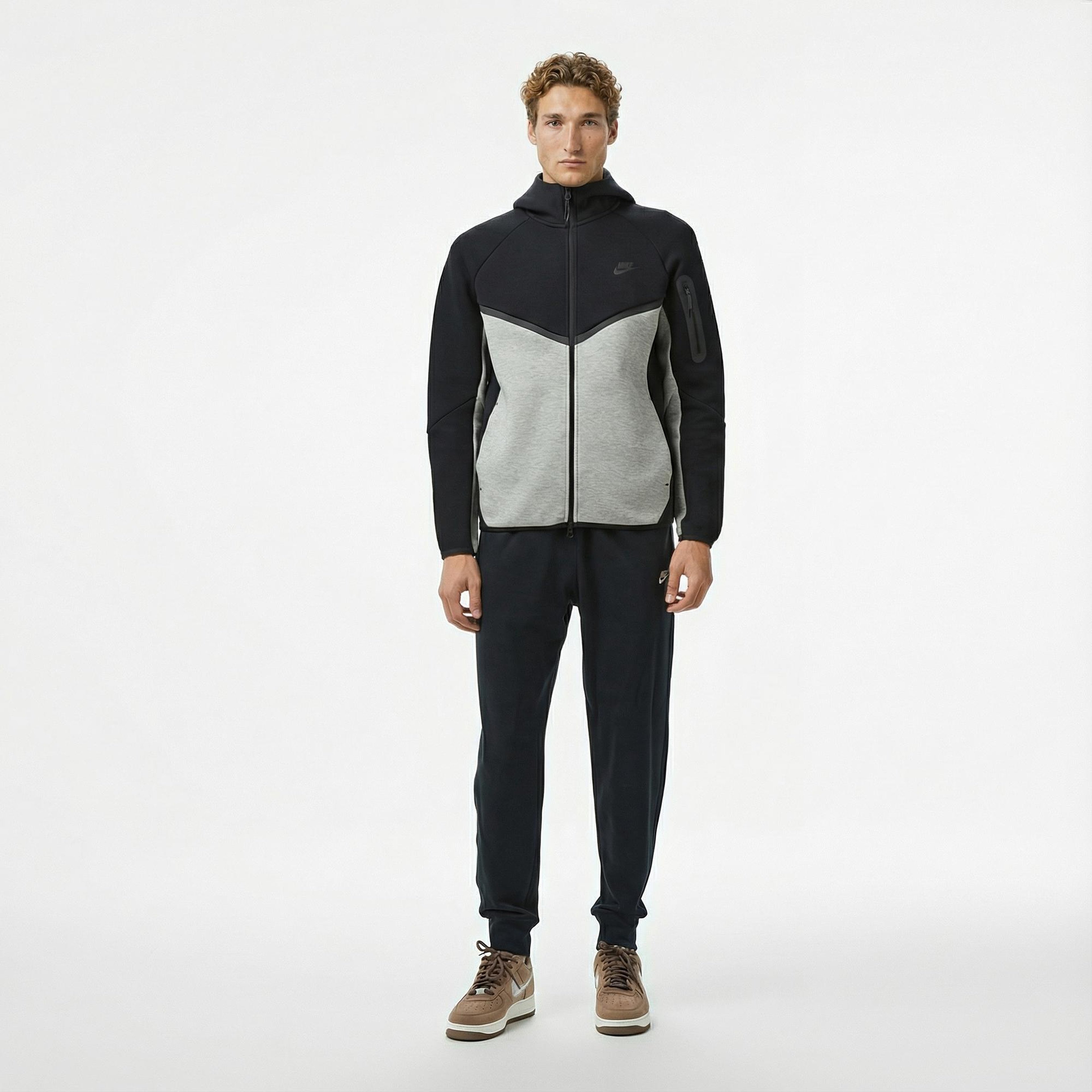 Nike Tech Fleece Erkek Gri Kapüşonlu Hoodie