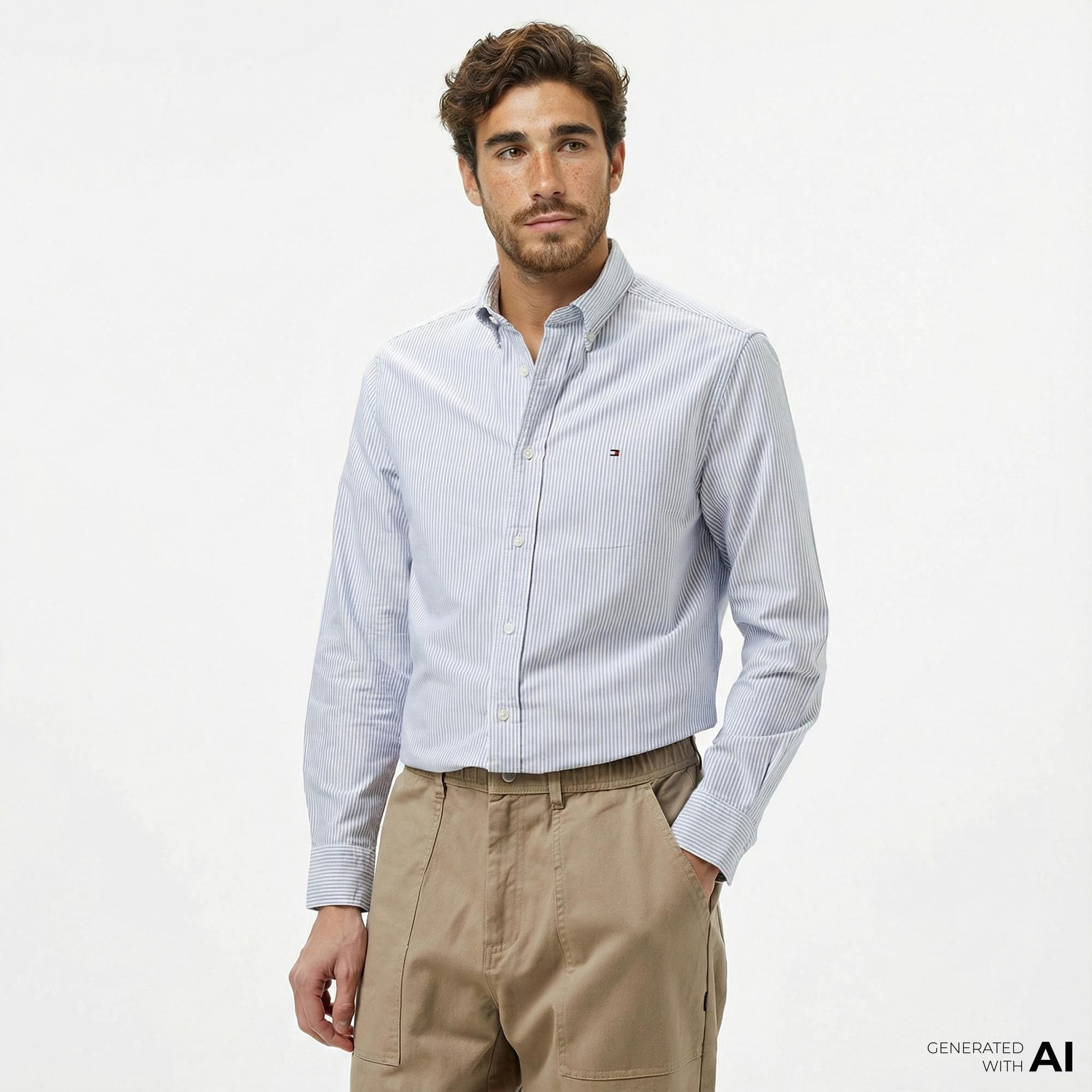 Tommy Hilfiger Core Essentials Erkek Mavi Gömlek