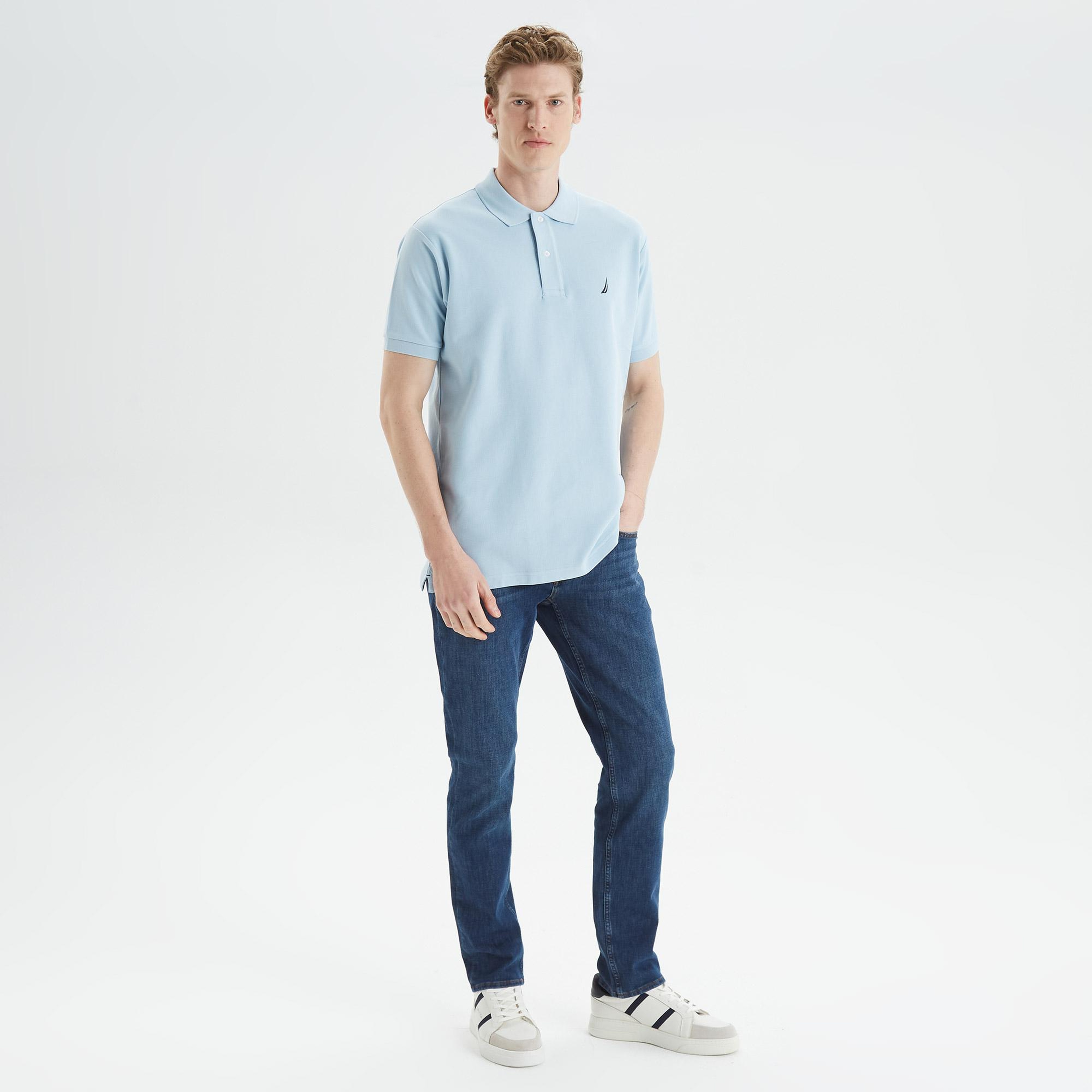 Nautica Erkek Mavi Classic Fit Kısa Kollu Polo Yaka T-Shirt