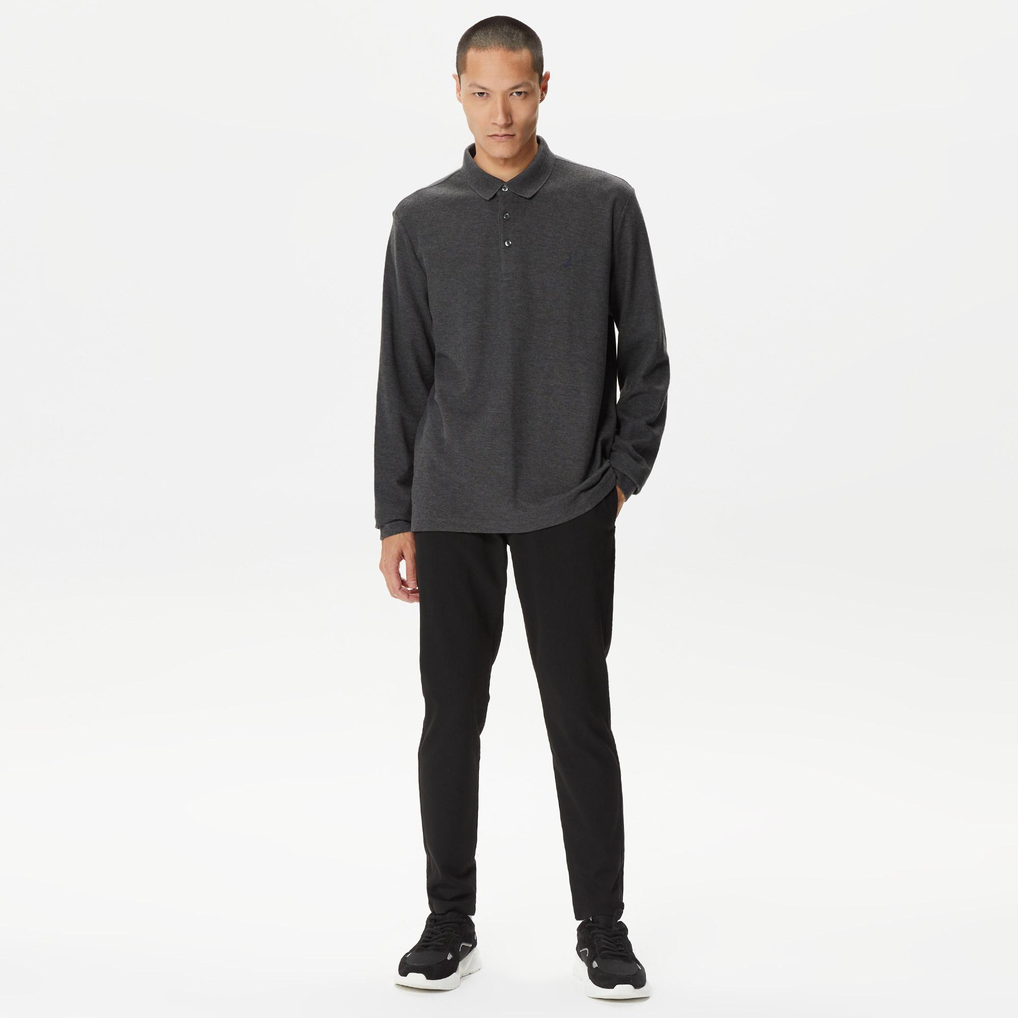 Nautica Erkek Gri Classic Fit Uzun Kollu Polo Yaka T-Shirt