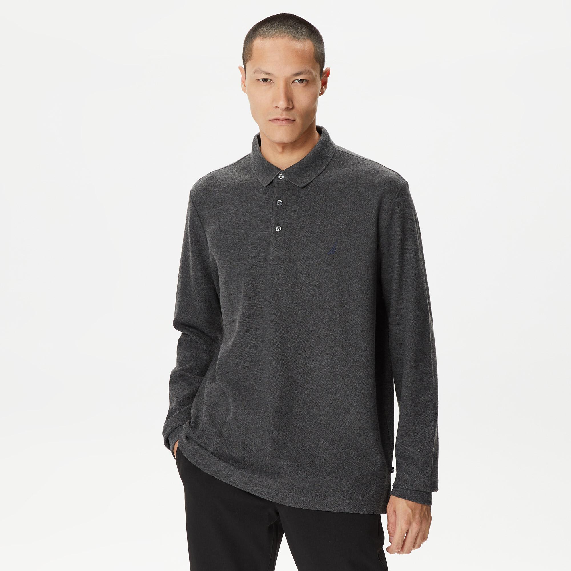 Nautica Erkek Gri Classic Fit Uzun Kollu Polo Yaka T-Shirt