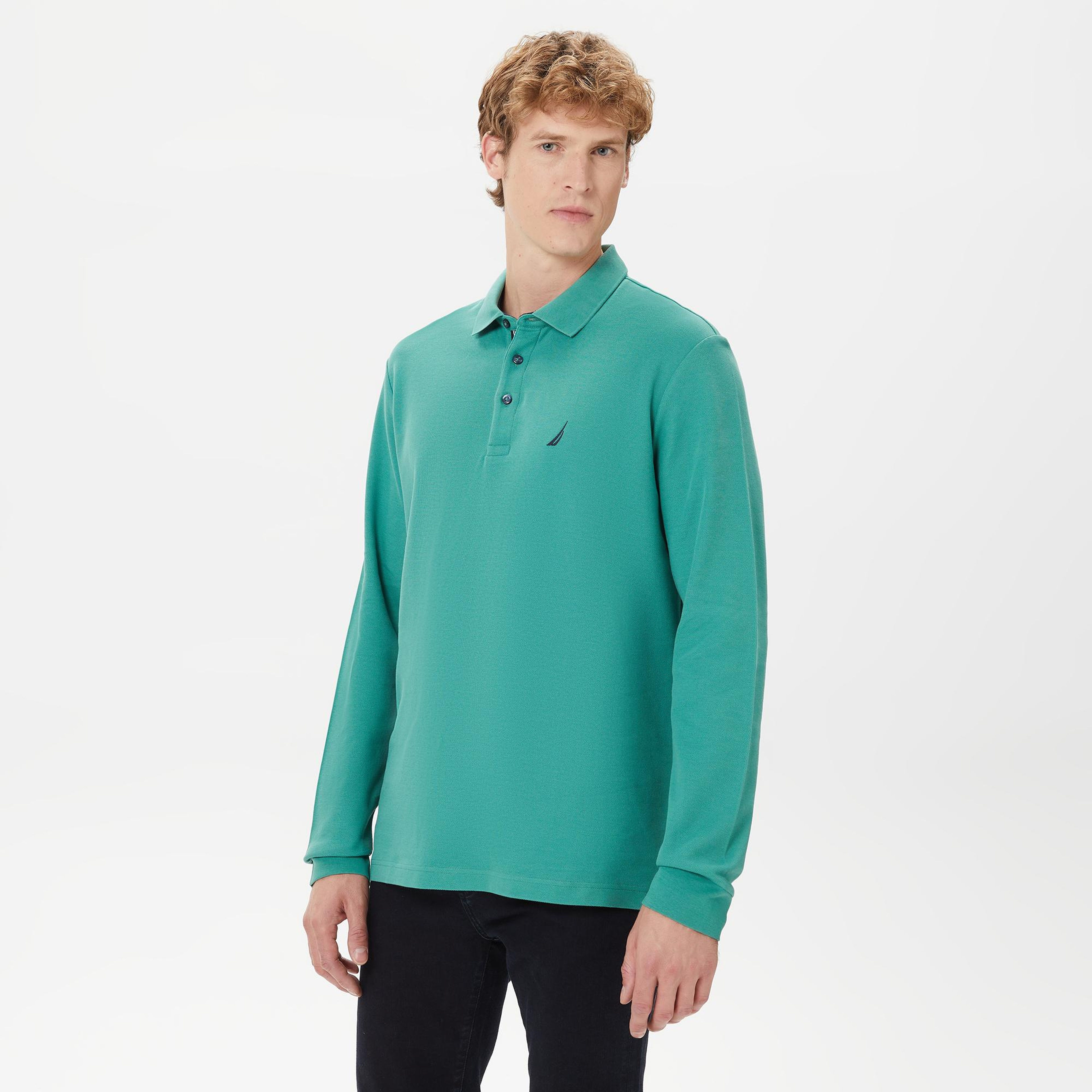 Nautica Erkek Yeşil Classic Fit Uzun Kollu Polo