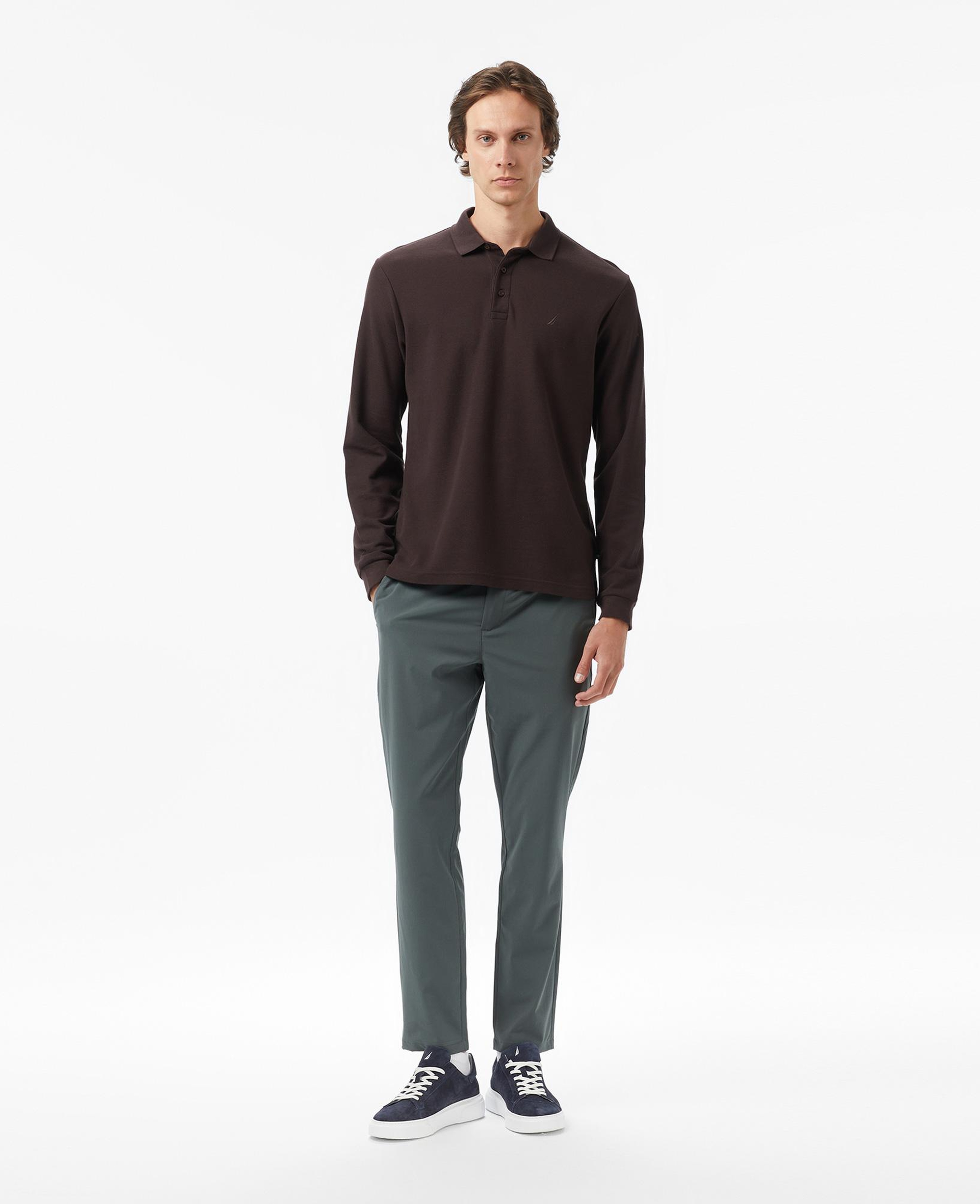 Nautica Erkek Kahverengi Classic Fit Uzun Kollu Polo Yaka T-Shirt