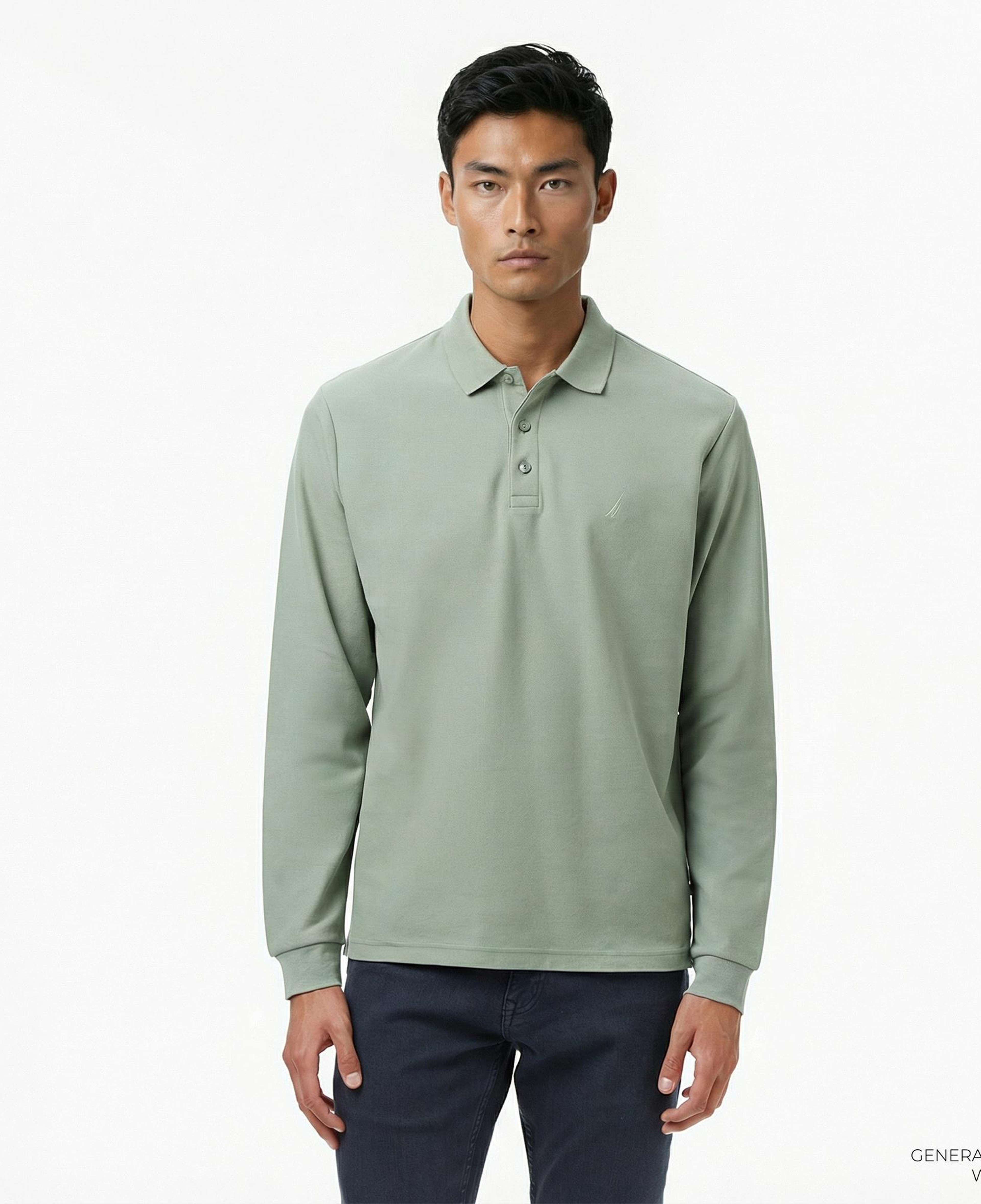 Nautica Erkek Yeşil Classic Fit Uzun Kollu Polo Yaka T-Shirt