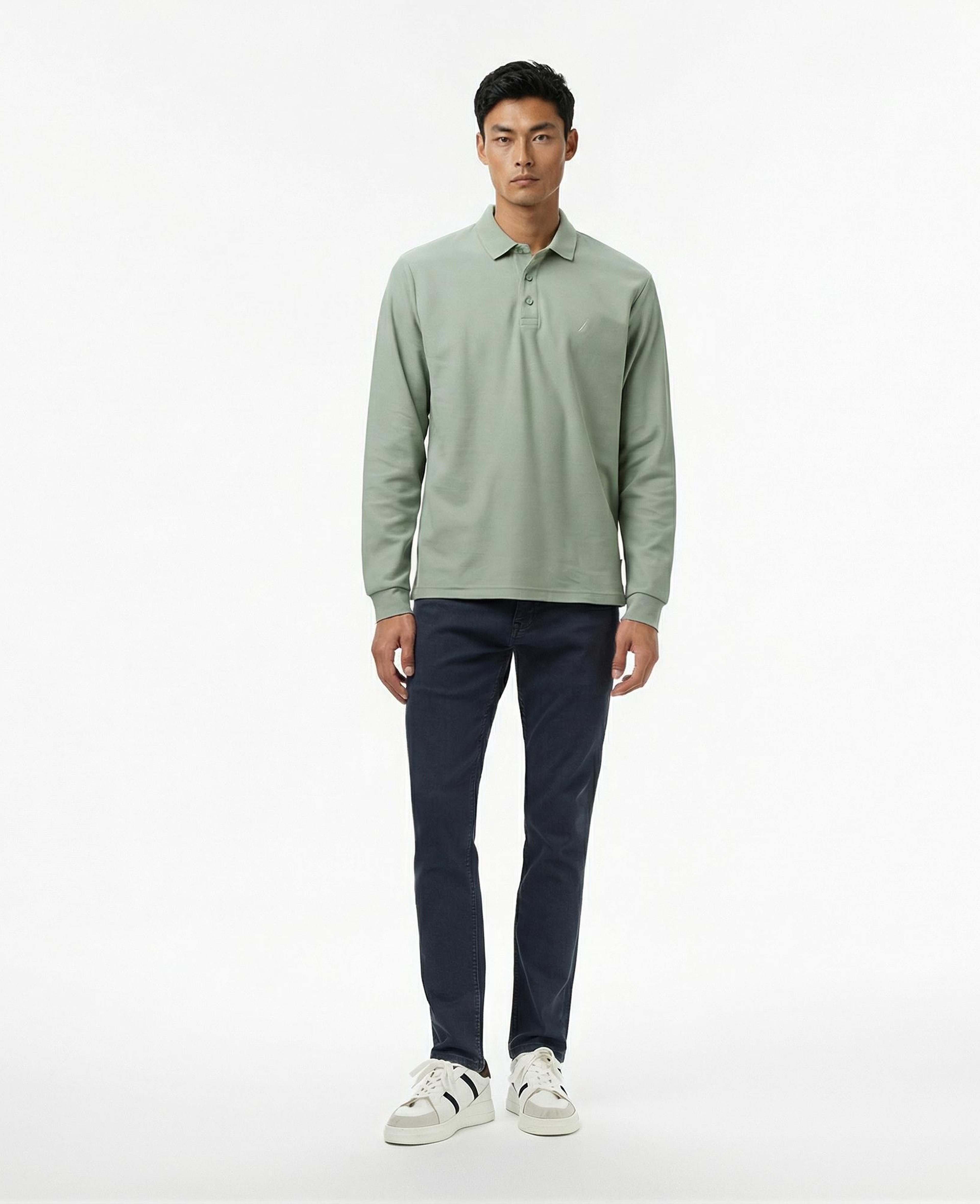 Nautica Erkek Yeşil Classic Fit Uzun Kollu Polo Yaka T-Shirt