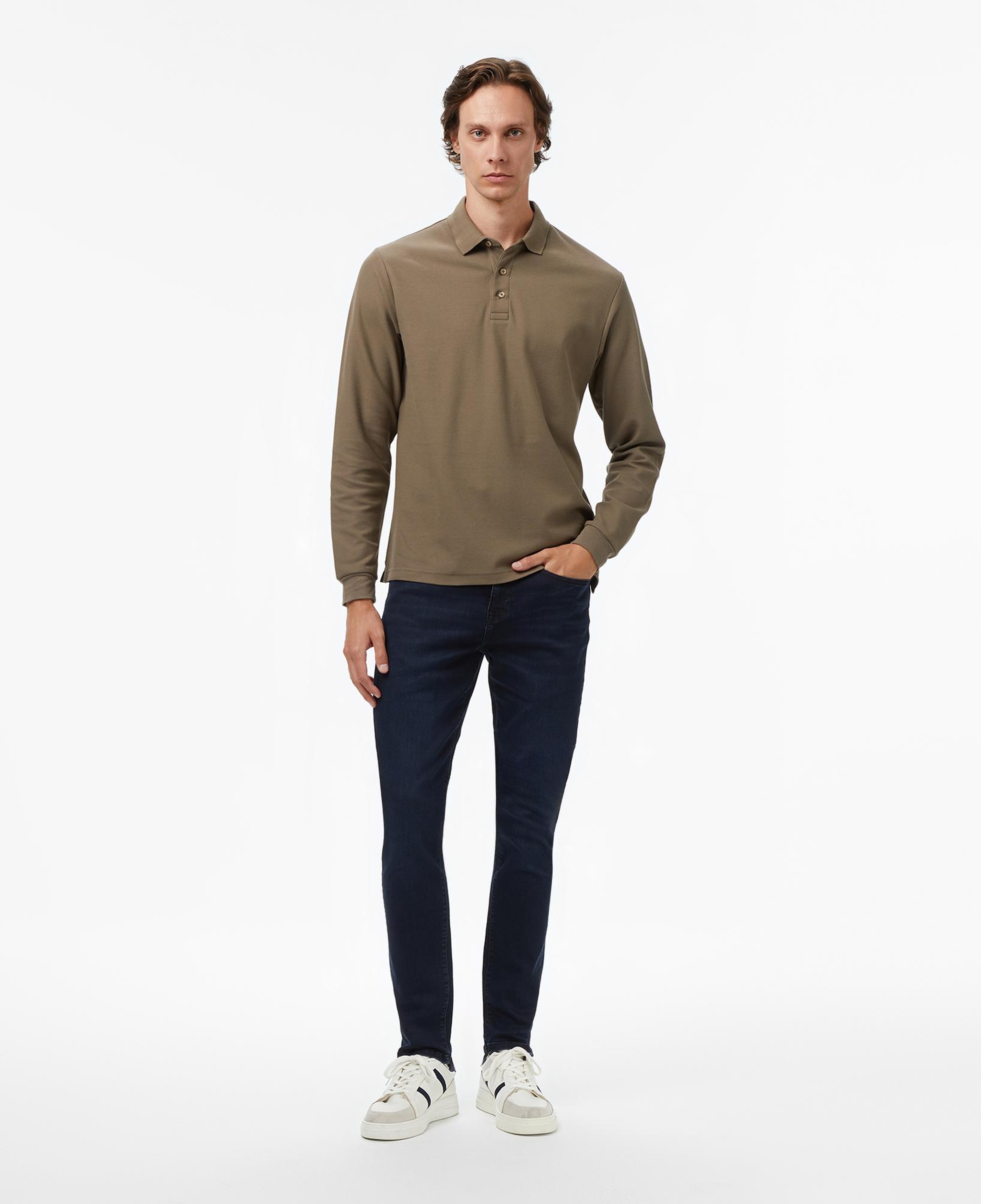 Nautica Erkek Kahverengi Classic Fit Uzun Kollu Polo Yaka T-Shirt