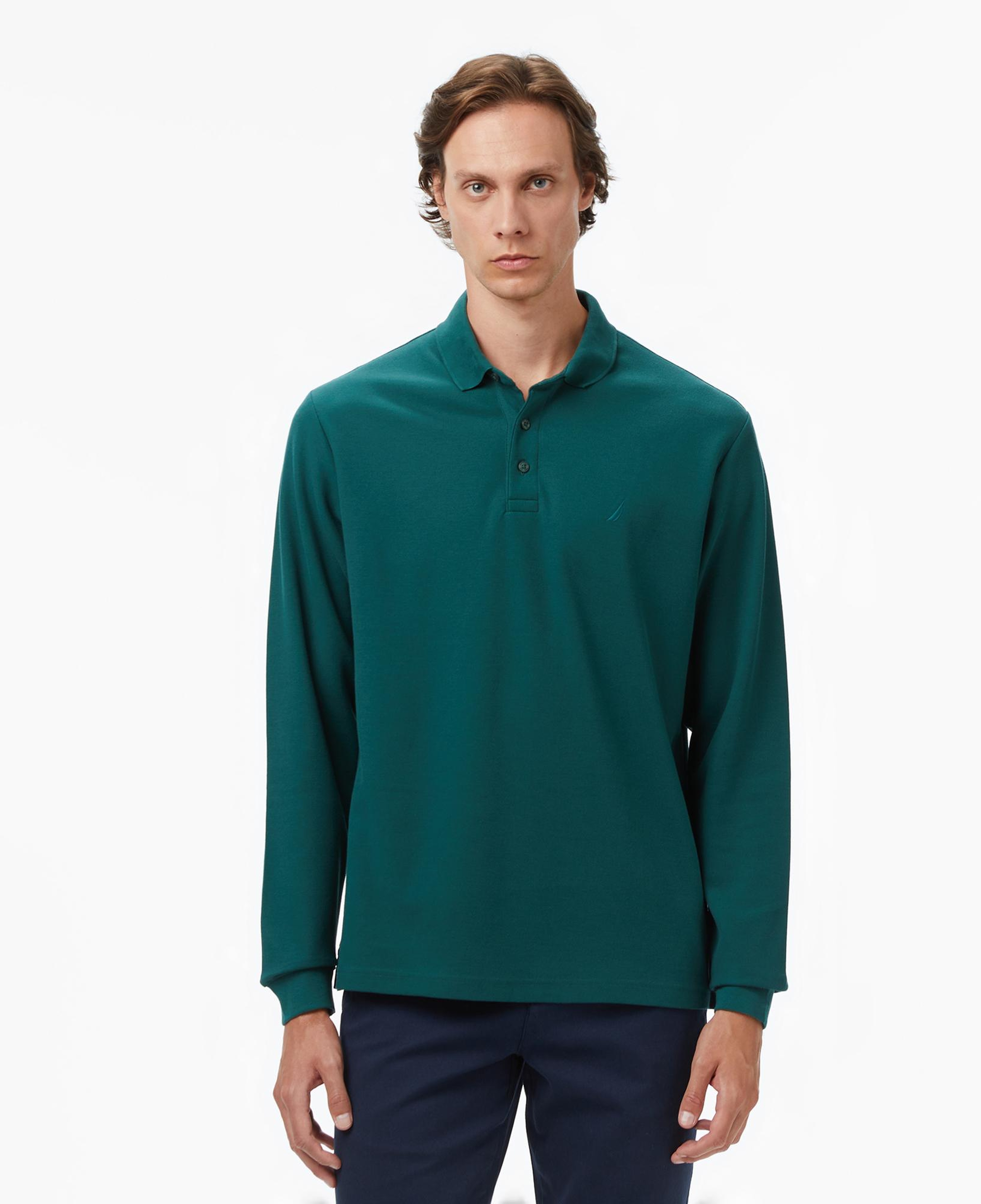 Nautica Erkek Yeşil Classic Fit Uzun Kollu Polo Yaka T-Shirt