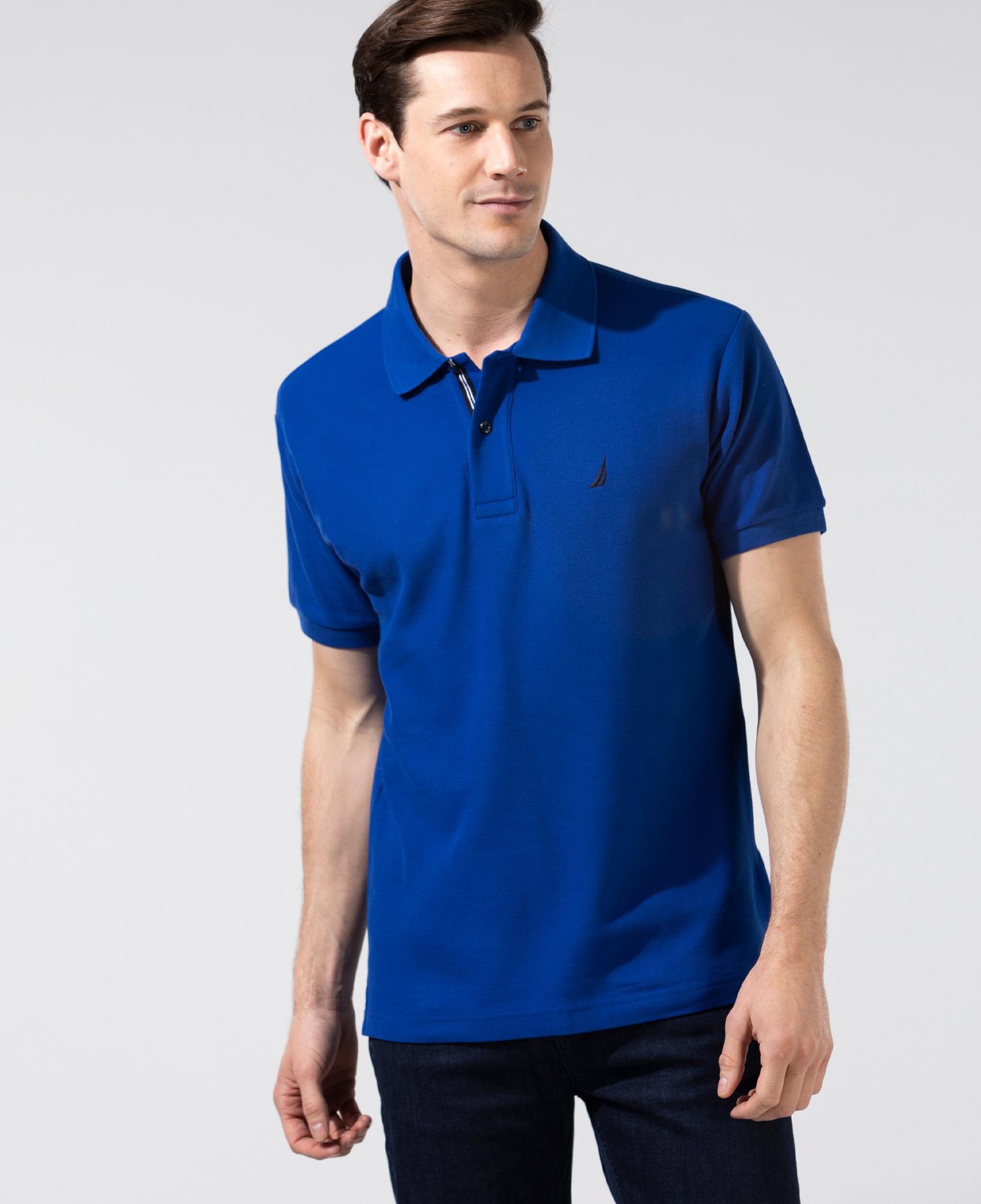 Nautica Erkek Classic Fit Mavi Kısa Kollu Polo Yaka T-Shirt