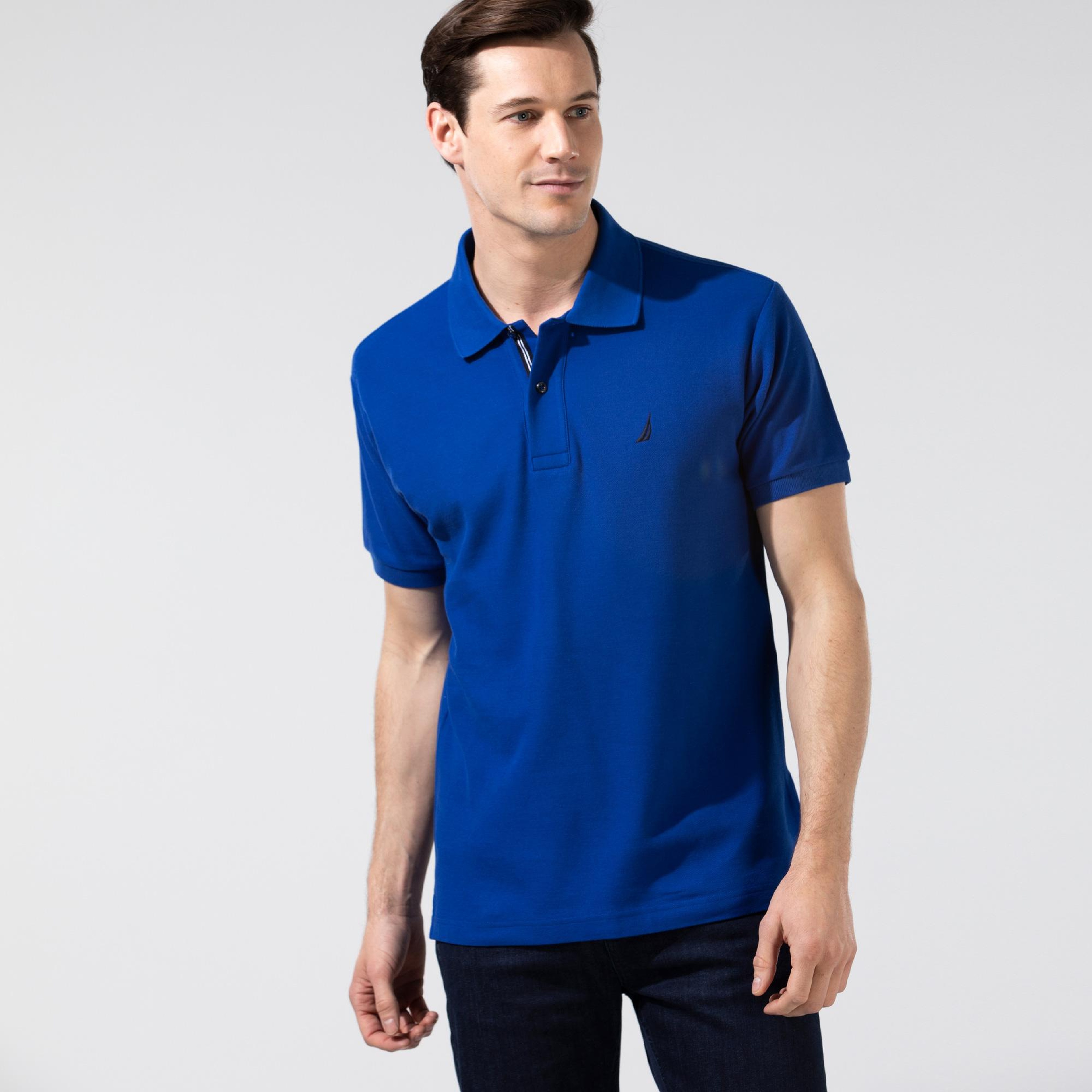 Nautica Erkek Classic Fit Mavi Kısa Kollu Polo Yaka T-Shirt