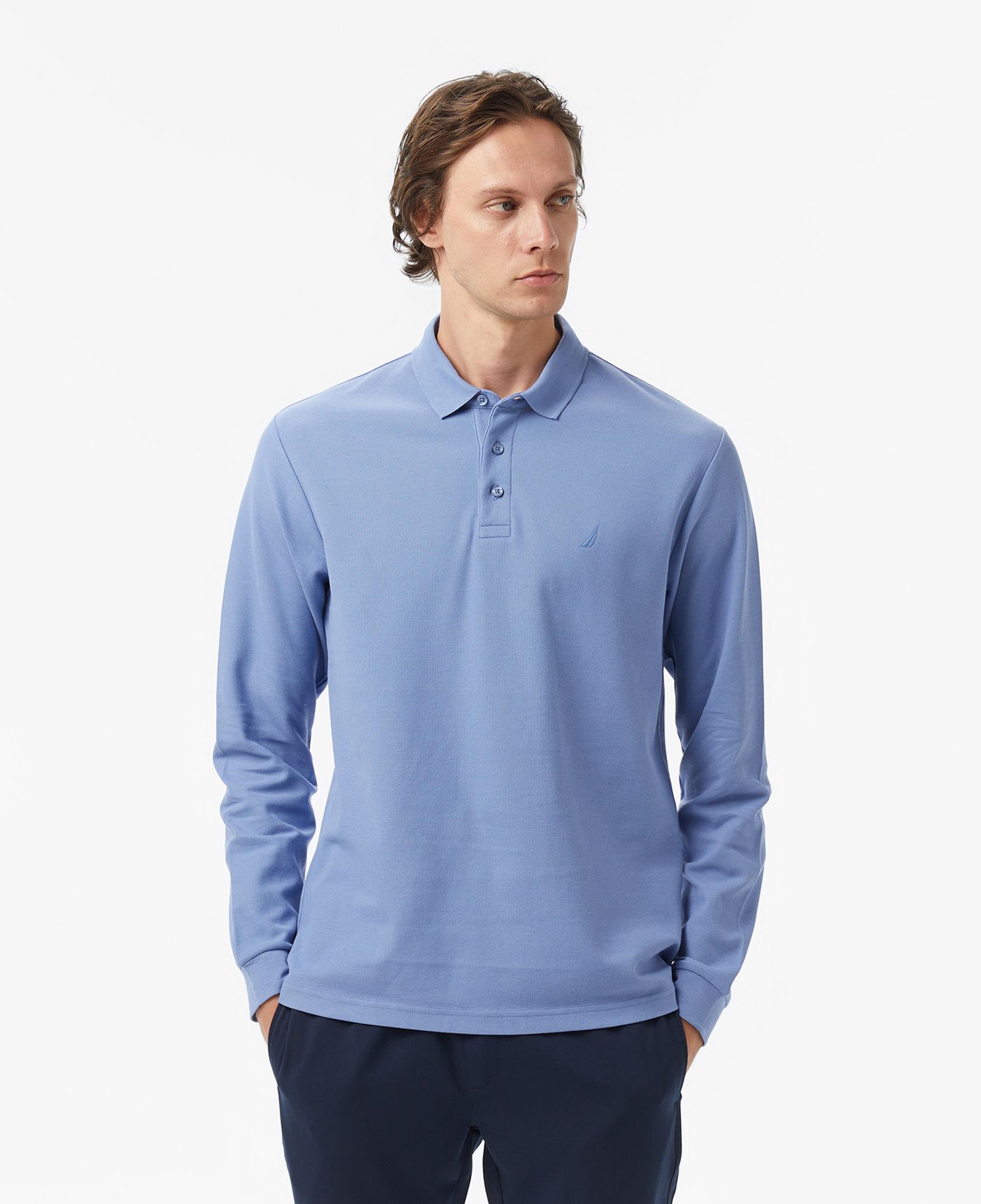 Nautica Erkek Mavi Classic Fit Uzun Kollu Polo Yaka T-Shirt