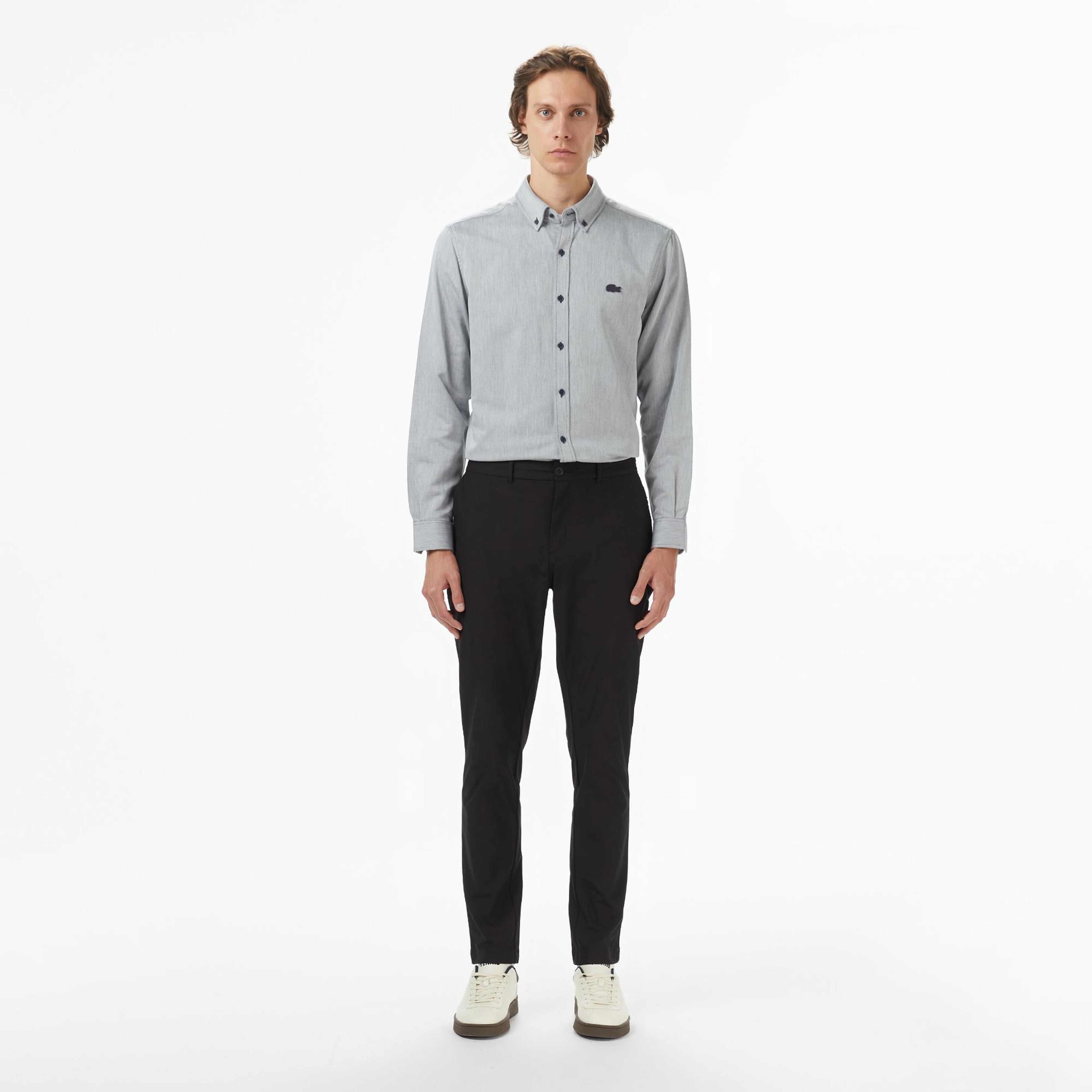 Lacoste Erkek Regular Fit Düğmeli Yaka Gri Gömlek