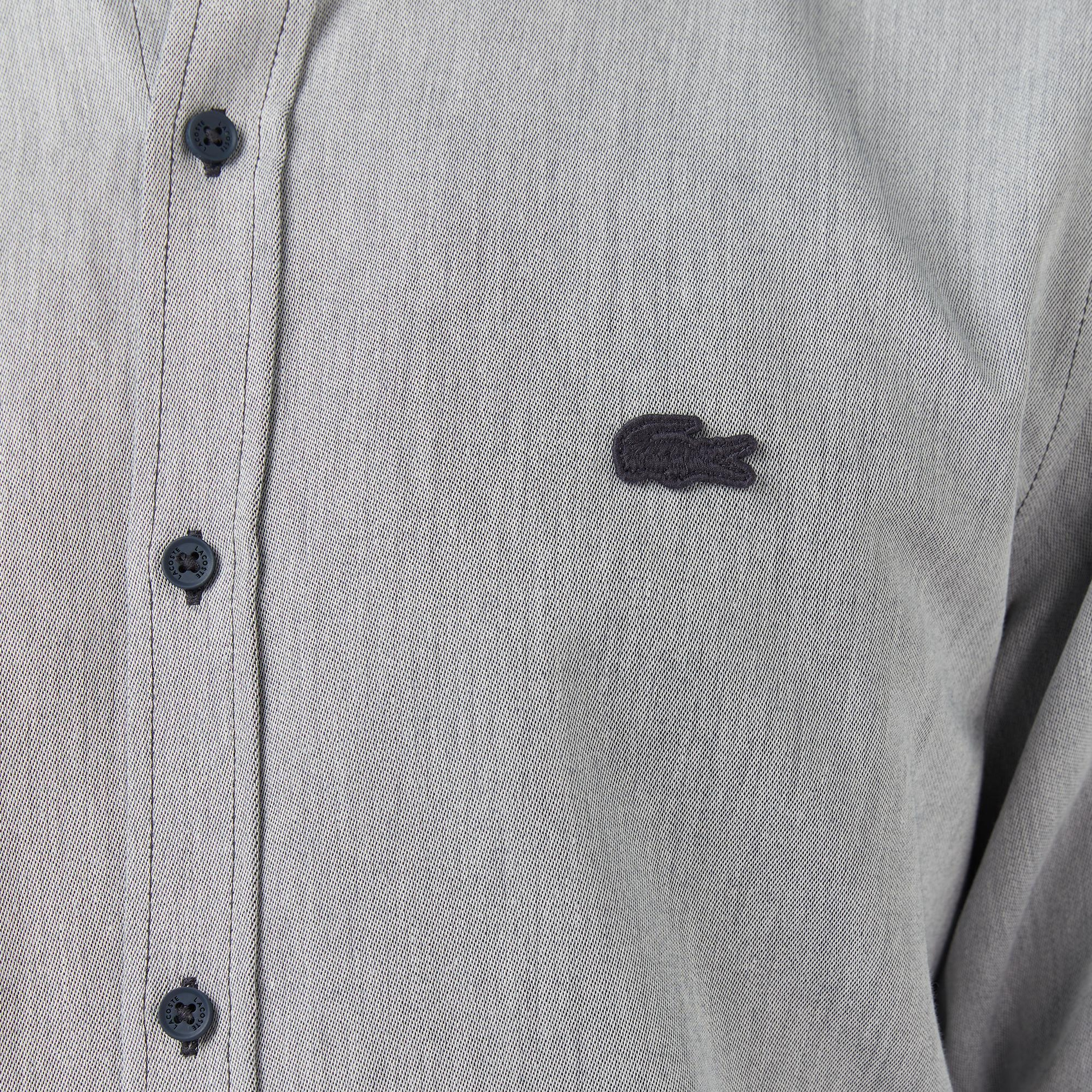 Lacoste Erkek Regular Fit Düğmeli Yaka Gri Gömlek