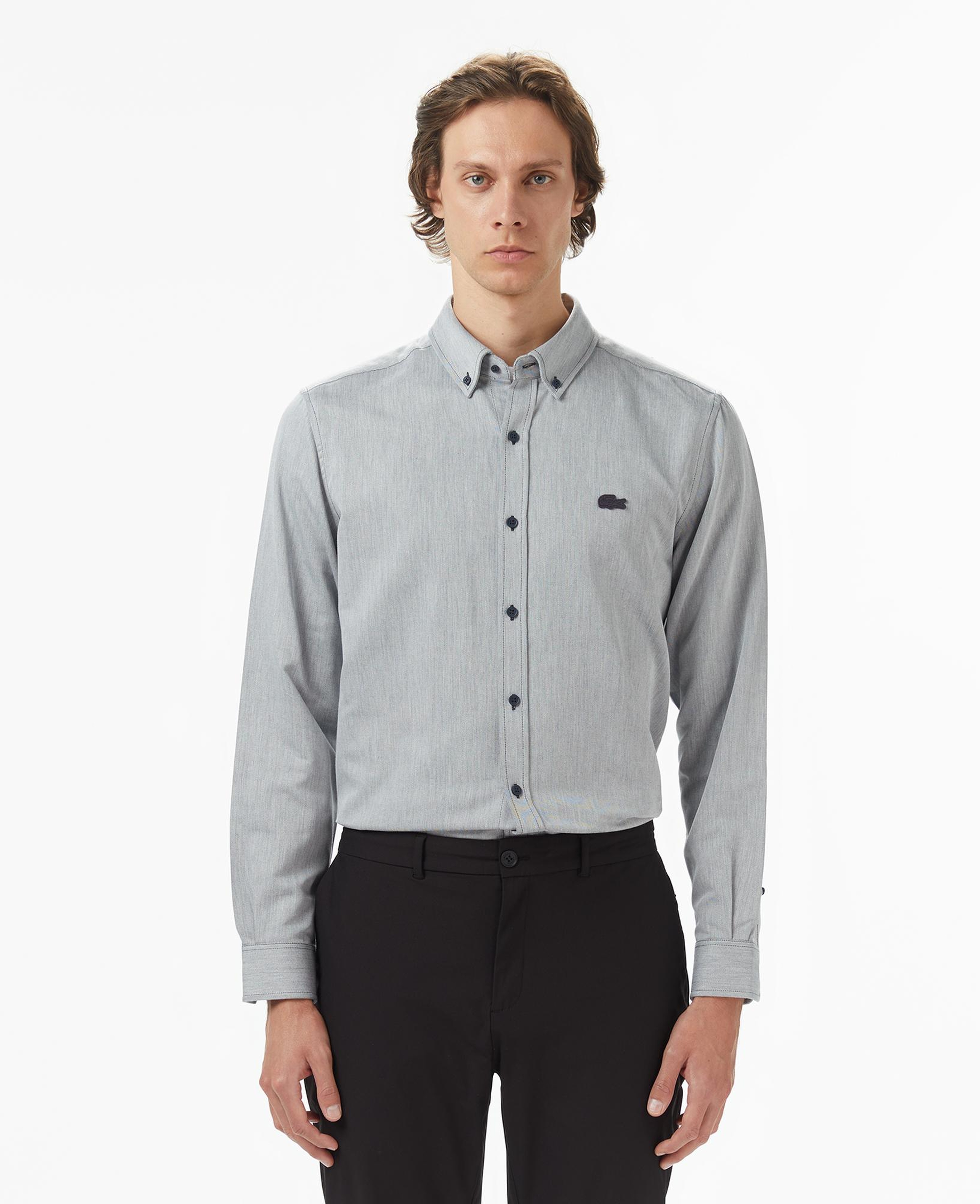 Lacoste Erkek Regular Fit Düğmeli Yaka Gri Gömlek