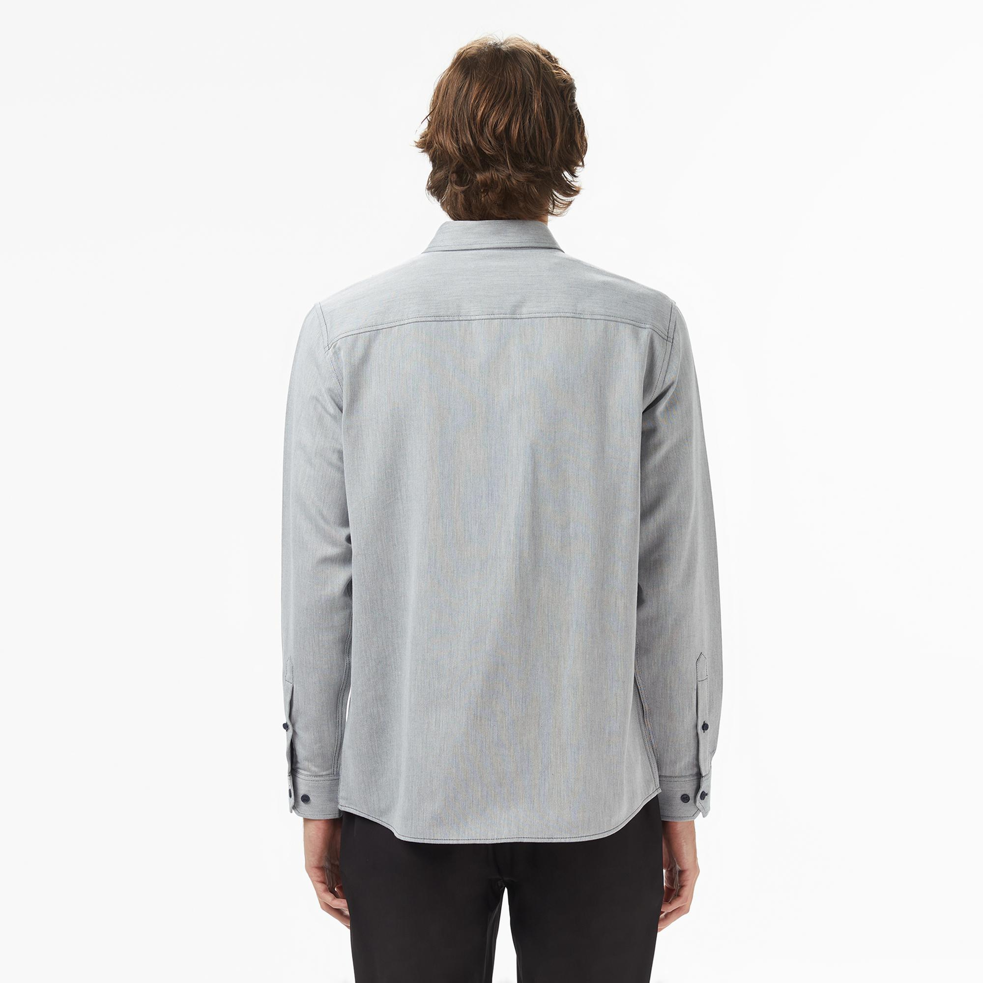 Lacoste Erkek Regular Fit Düğmeli Yaka Gri Gömlek