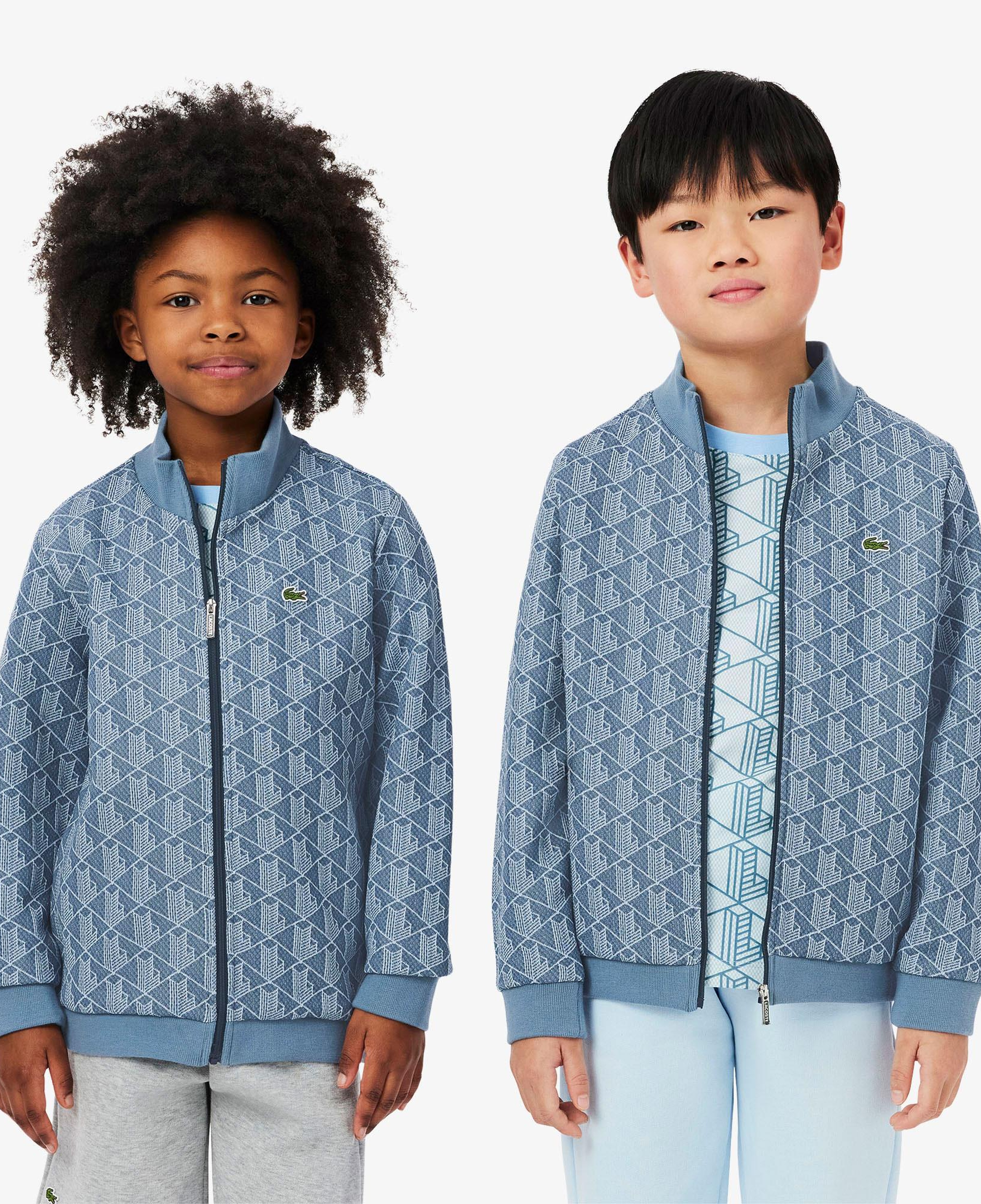 Lacoste Çocuk Fermuarlı Monogram Mavi Sweatshirt