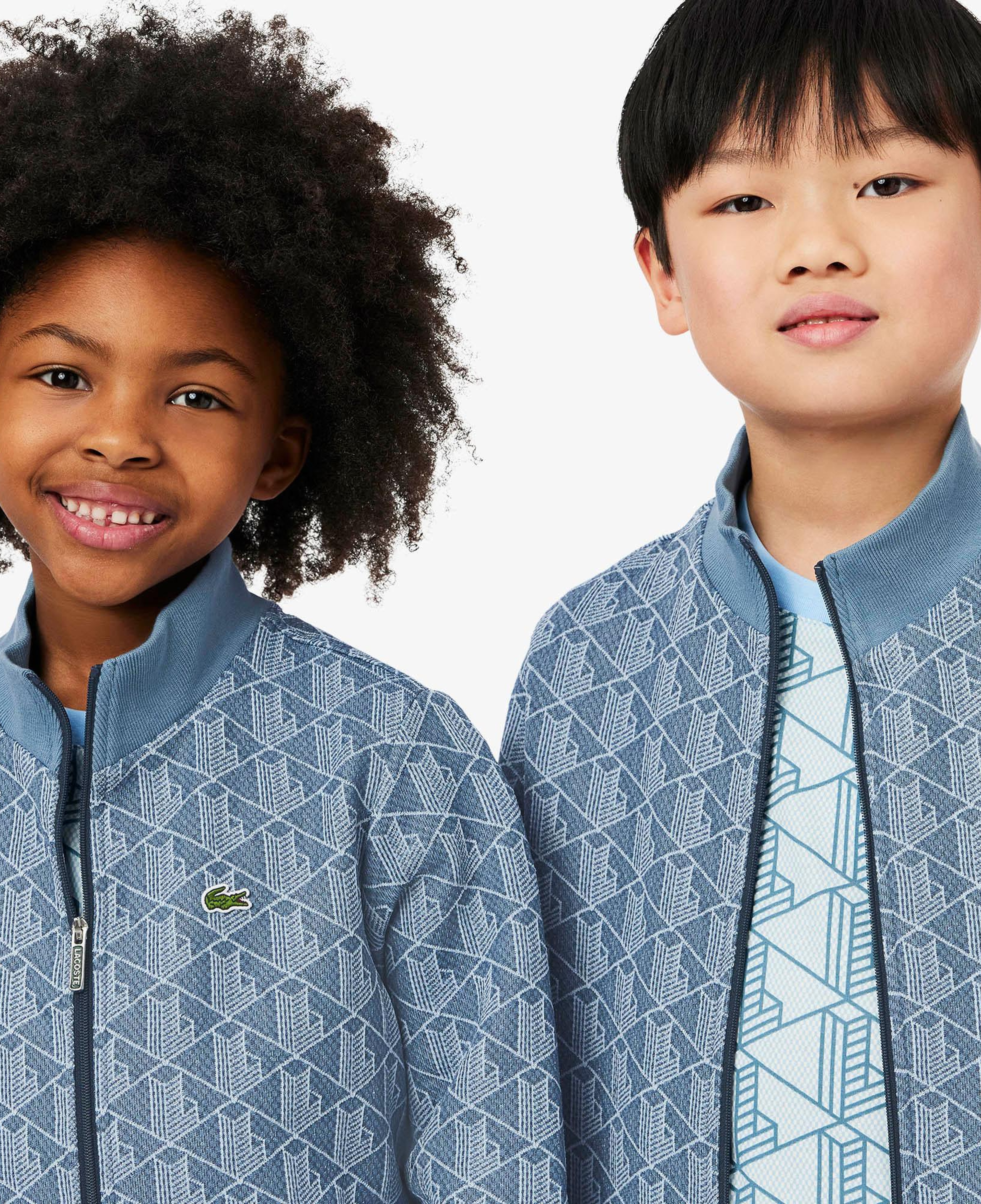 Lacoste Çocuk Fermuarlı Monogram Mavi Sweatshirt