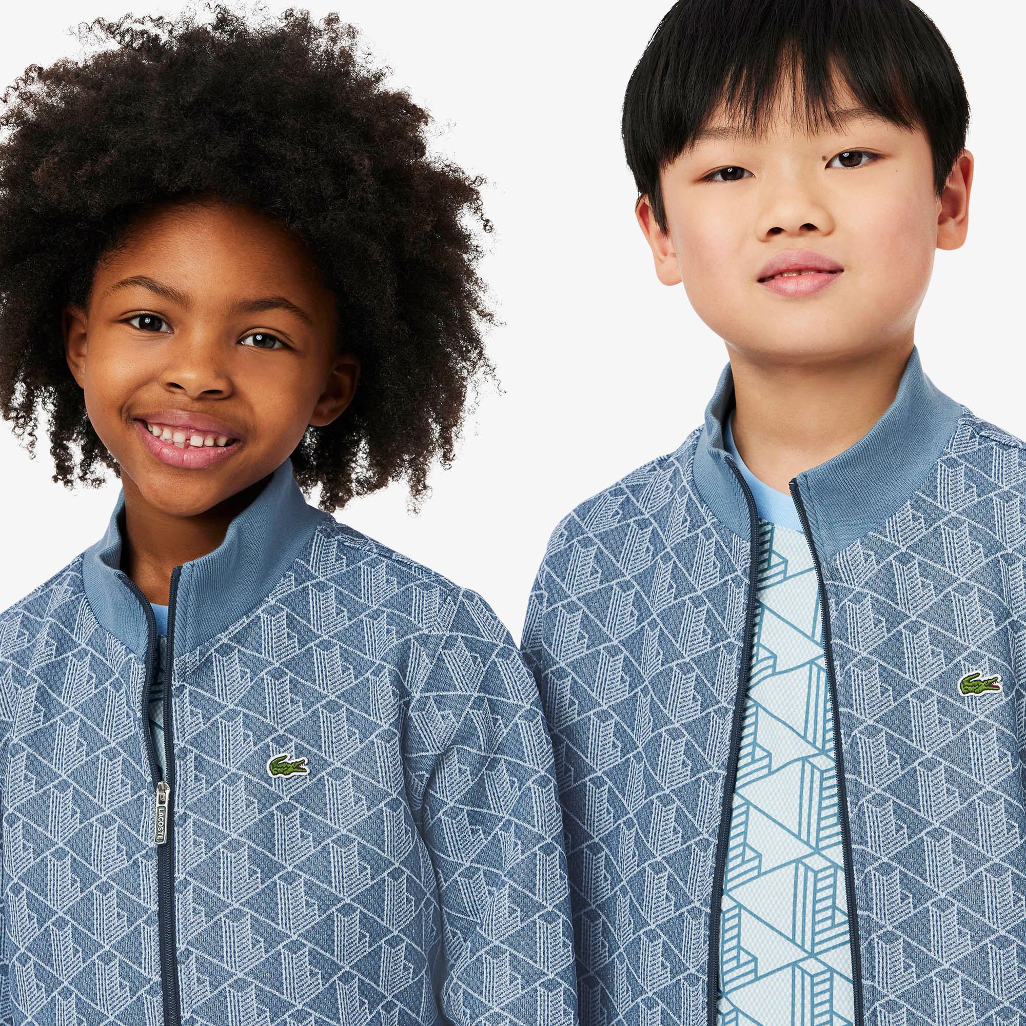 Lacoste Çocuk Fermuarlı Monogram Mavi Sweatshirt