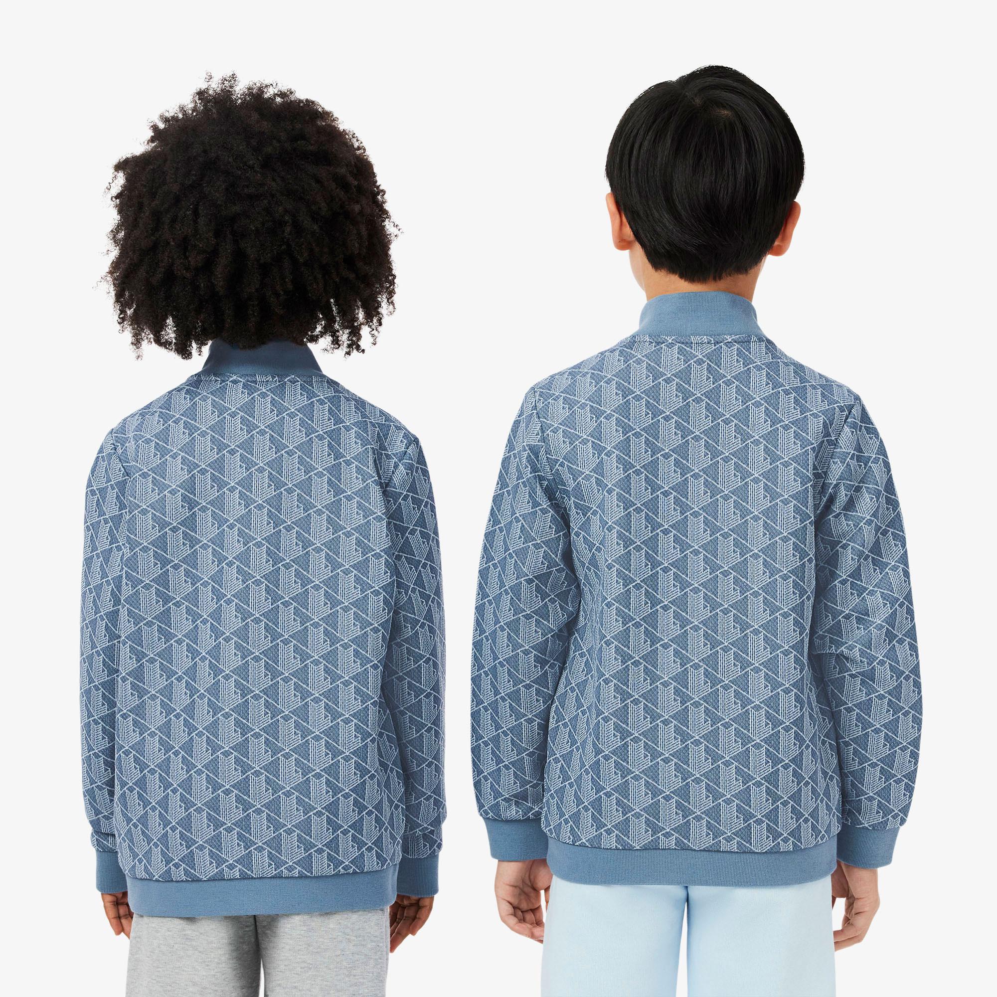 Lacoste Çocuk Fermuarlı Monogram Mavi Sweatshirt
