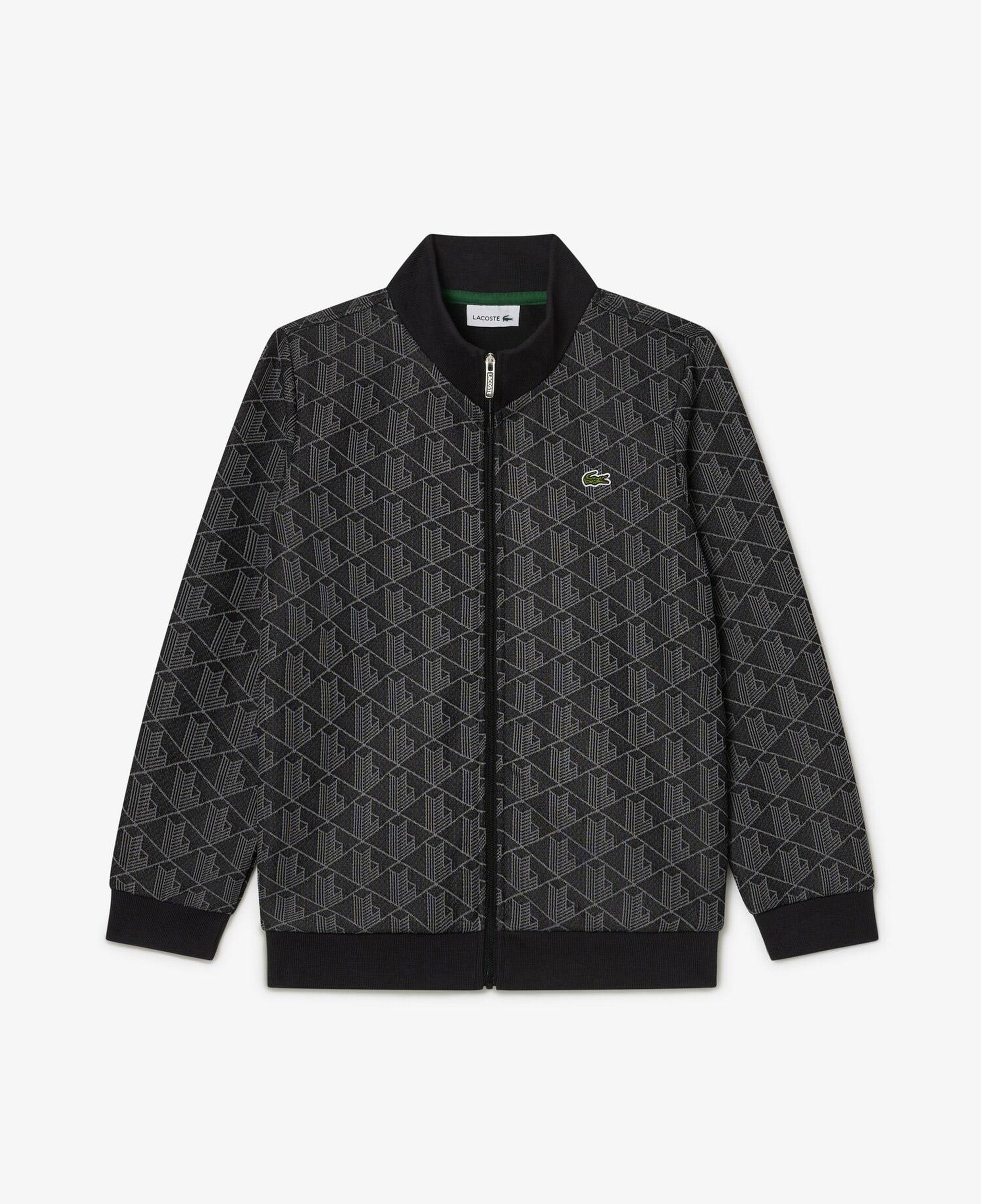 Lacoste Çocuk Fermuarlı Monogram Siyah Sweatshirt