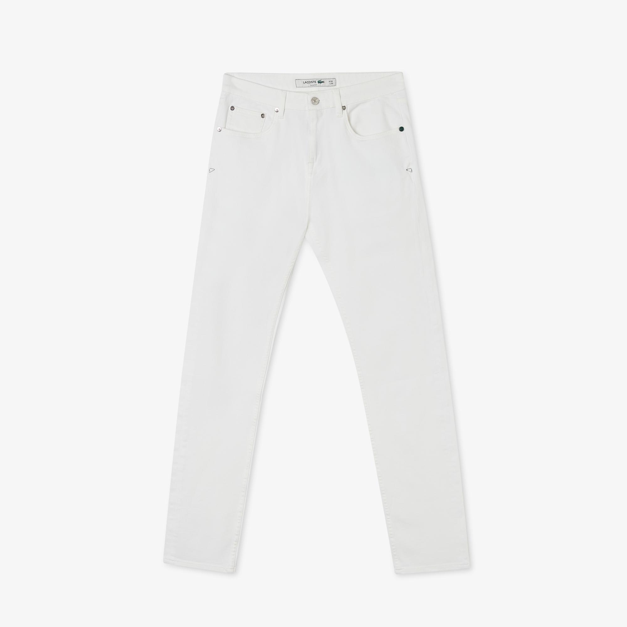 Lacoste Erkek Slim Fit Beyaz Jean Pantolon
