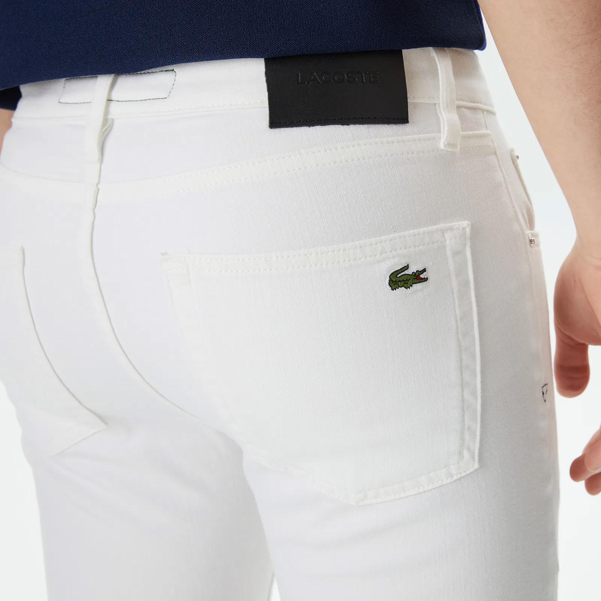 Lacoste Erkek Slim Fit Beyaz Jean Pantolon