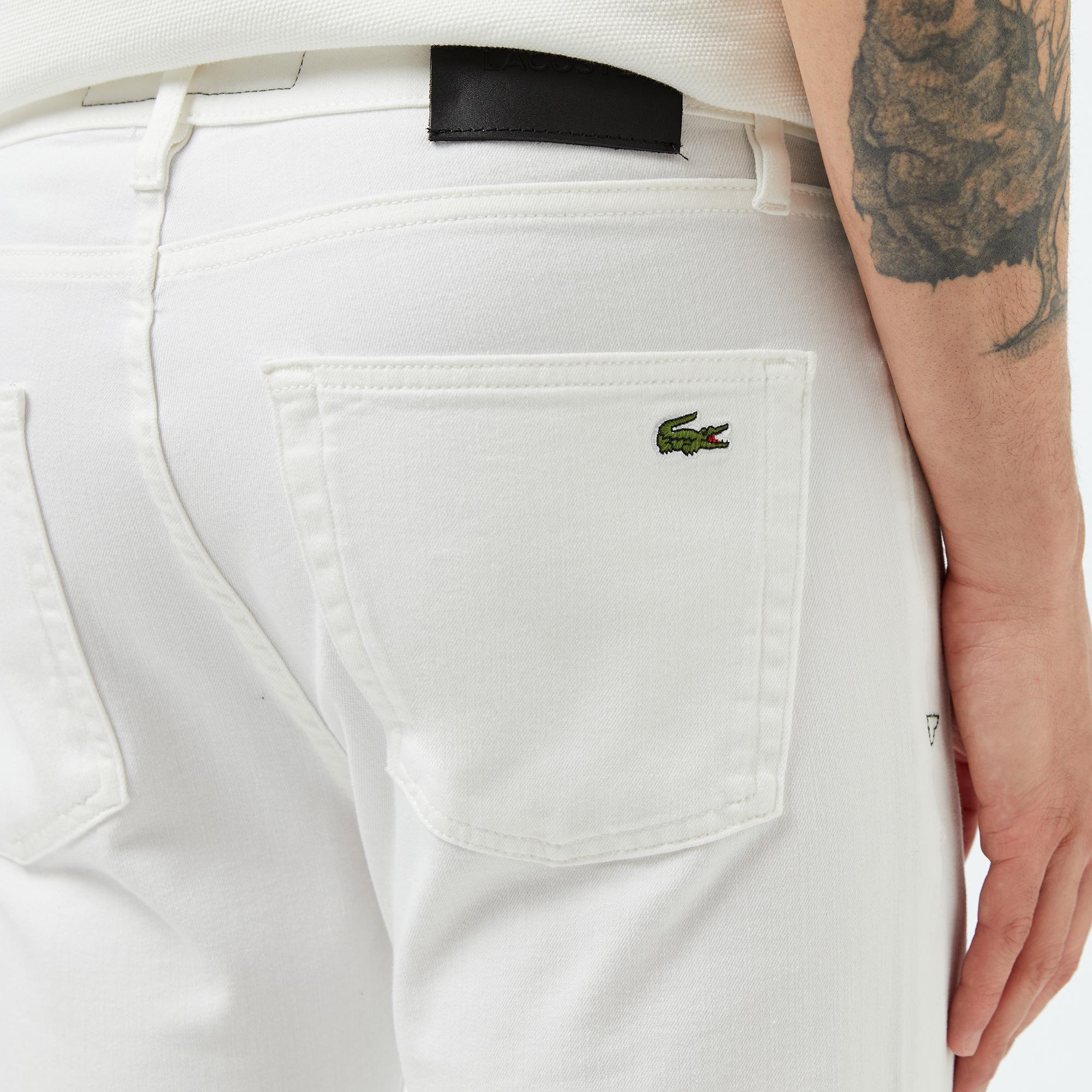 Lacoste Erkek Slim Fit Beyaz Jean Pantolon