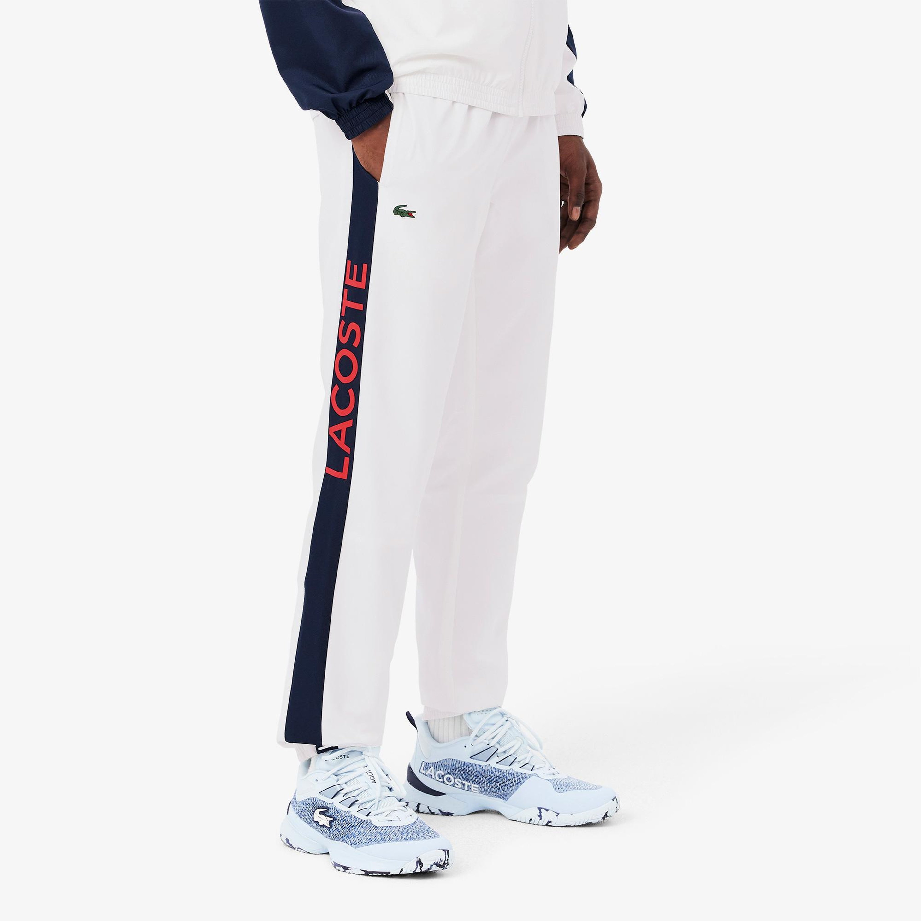 Lacoste Erkek Regular Fit Fermuarlı Renk Bloklu Beyaz Eşofman Takımı