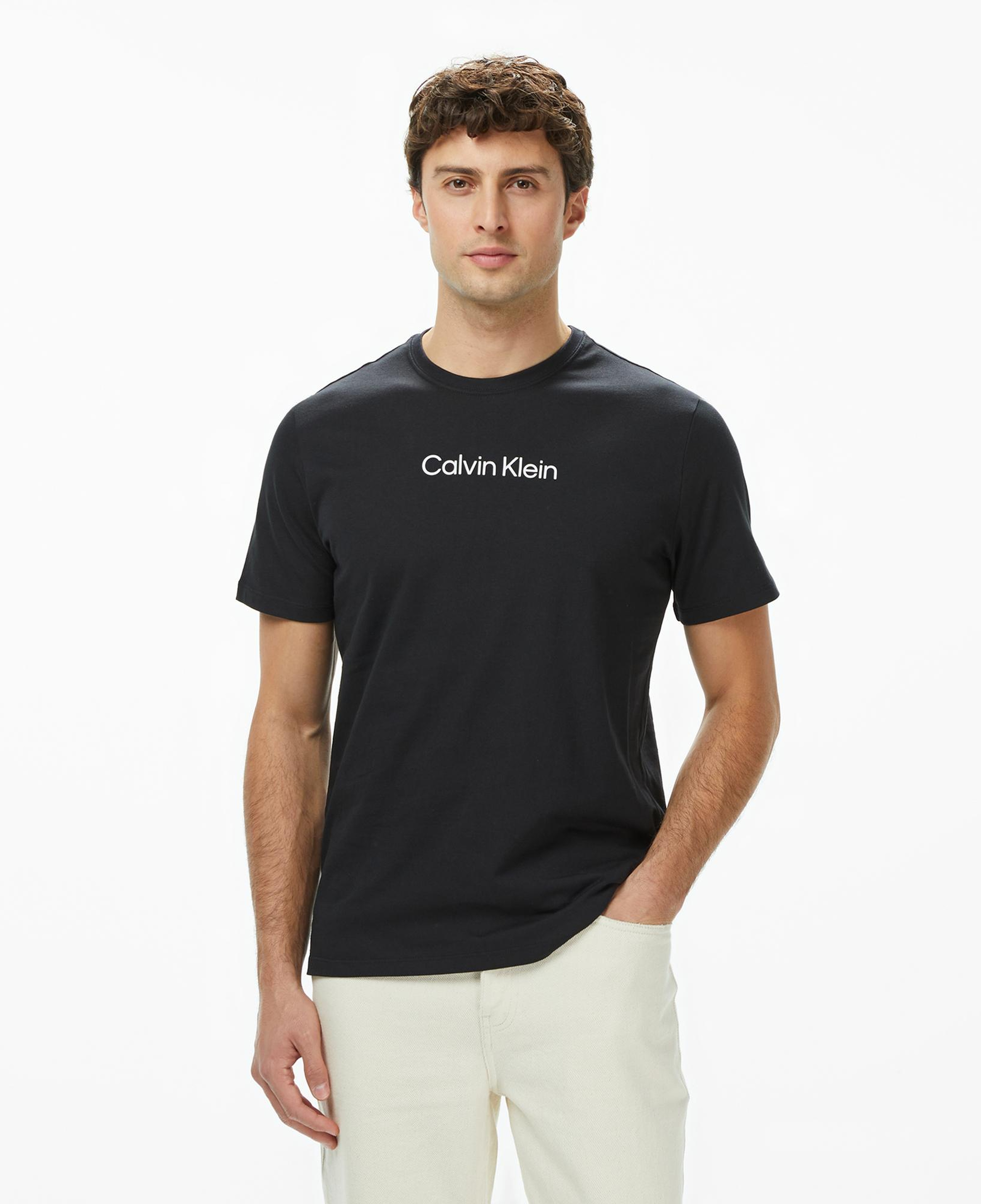 Calvin Klein Standard Logo Crew Erkek Siyah T-Shirt