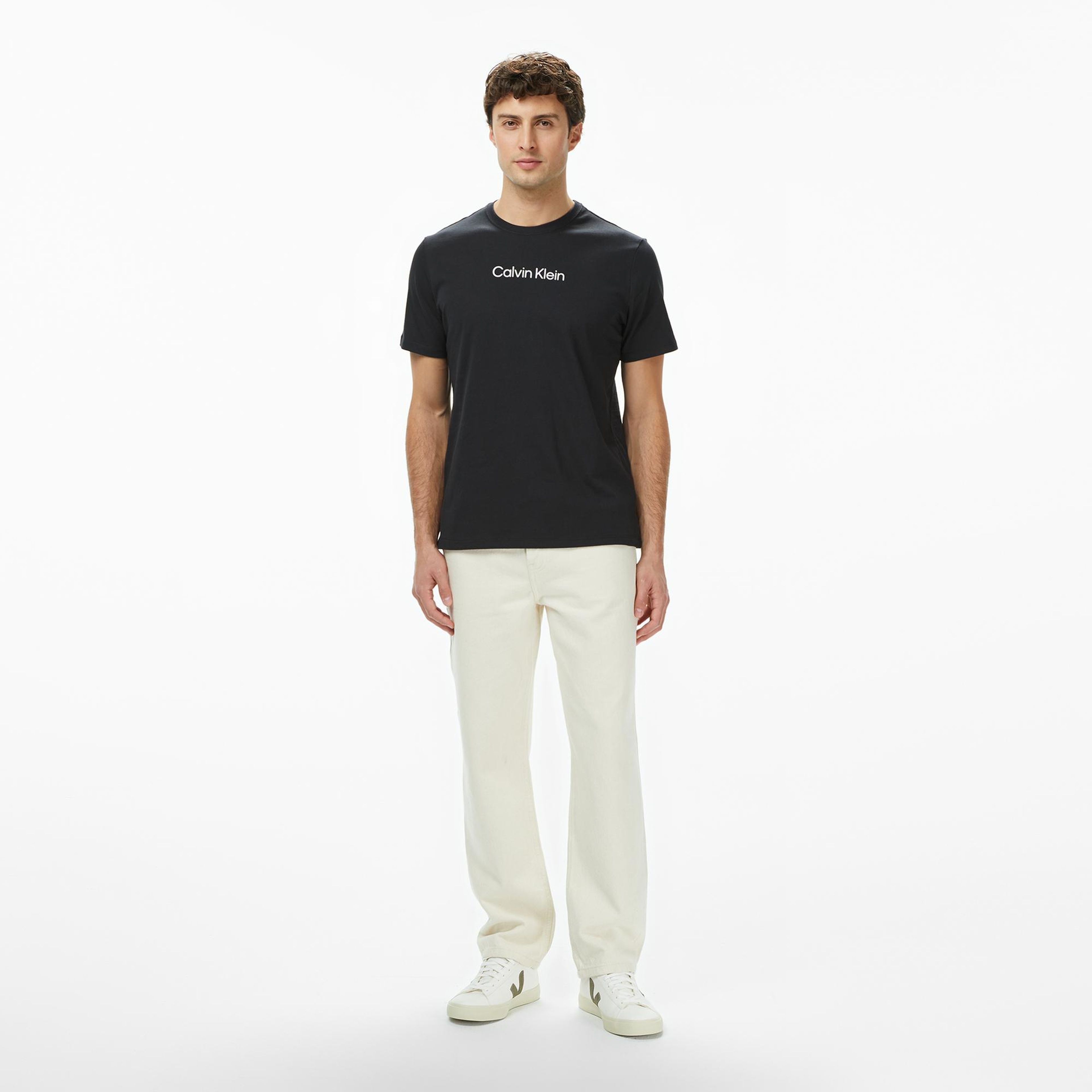 Calvin Klein Standard Logo Crew Erkek Siyah T-Shirt