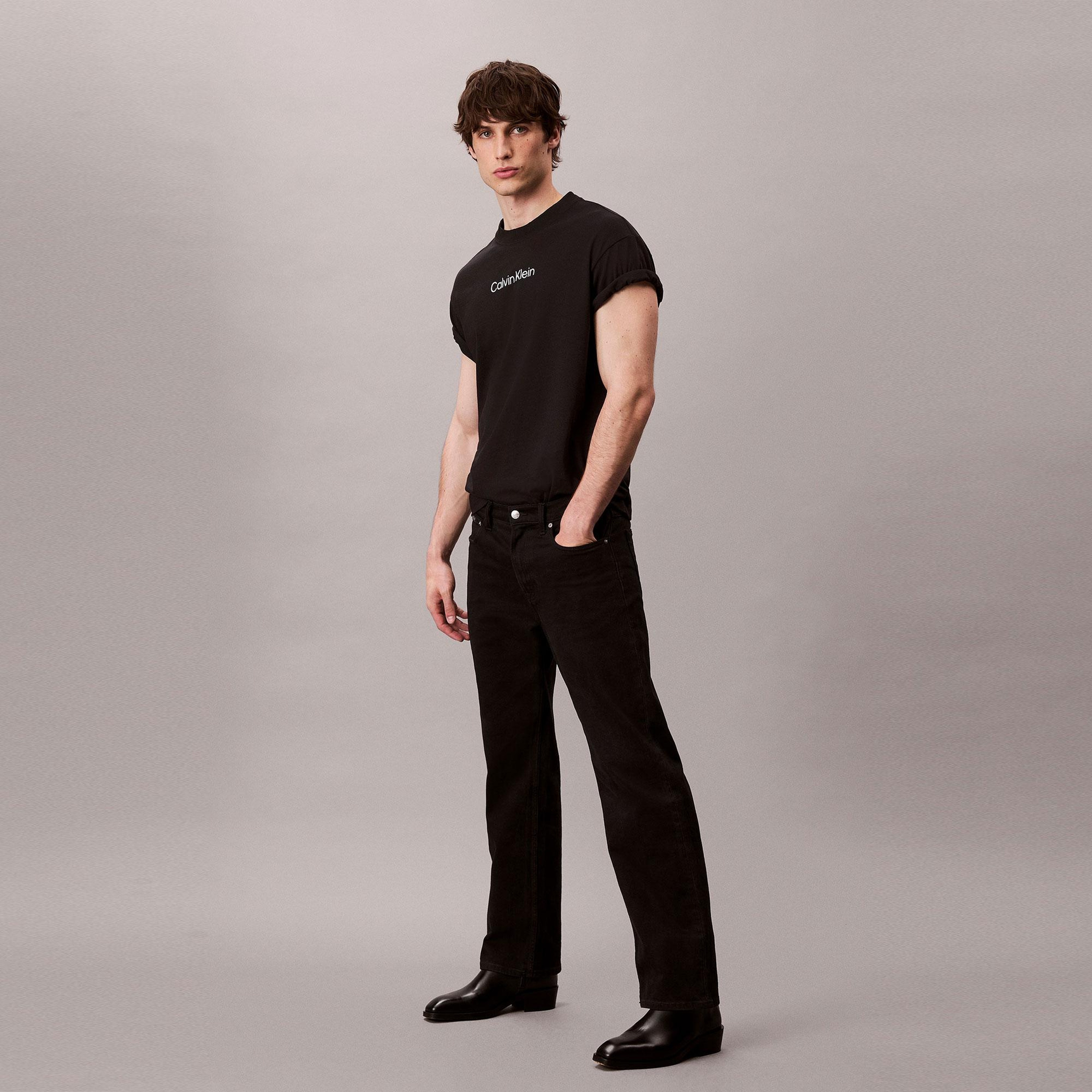 Calvin Klein Standard Logo Crew Erkek Siyah T-Shirt