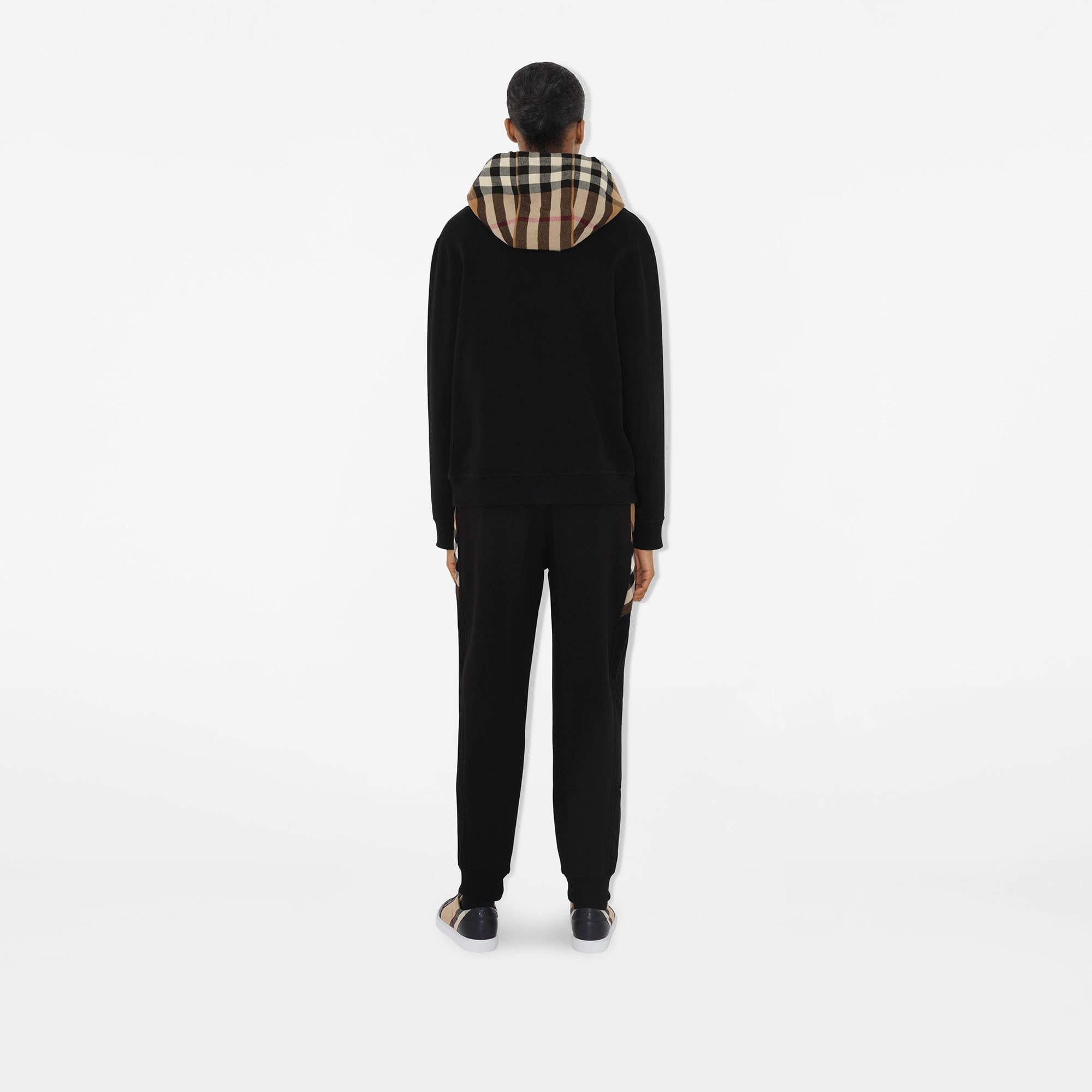 Burberry Check Hood Pamuklu Fermuarlı Kadın Siyah Sweatshirt