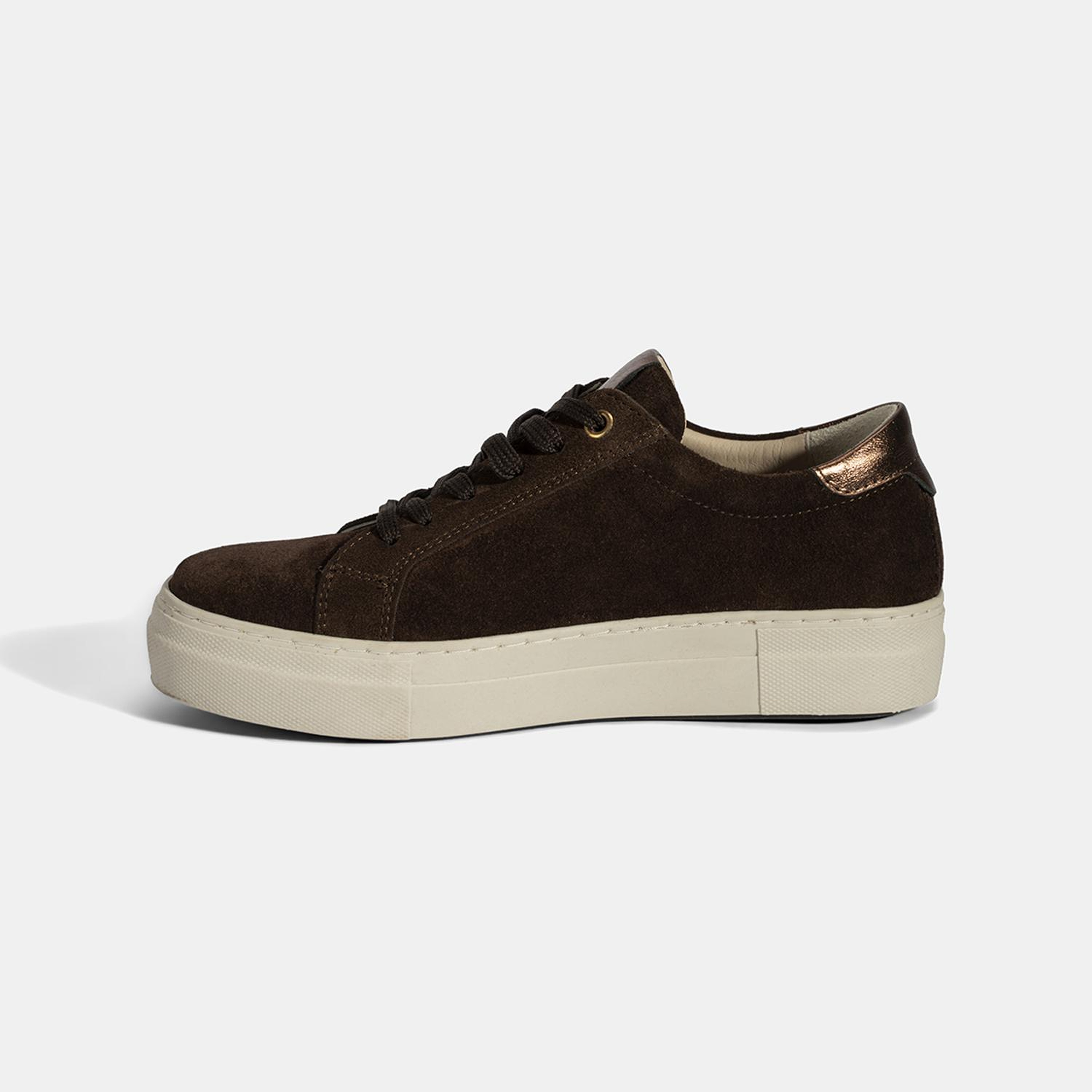 Kadın Kahve Bağcıklı Kalın Tabanlı Süet Deri Sneaker